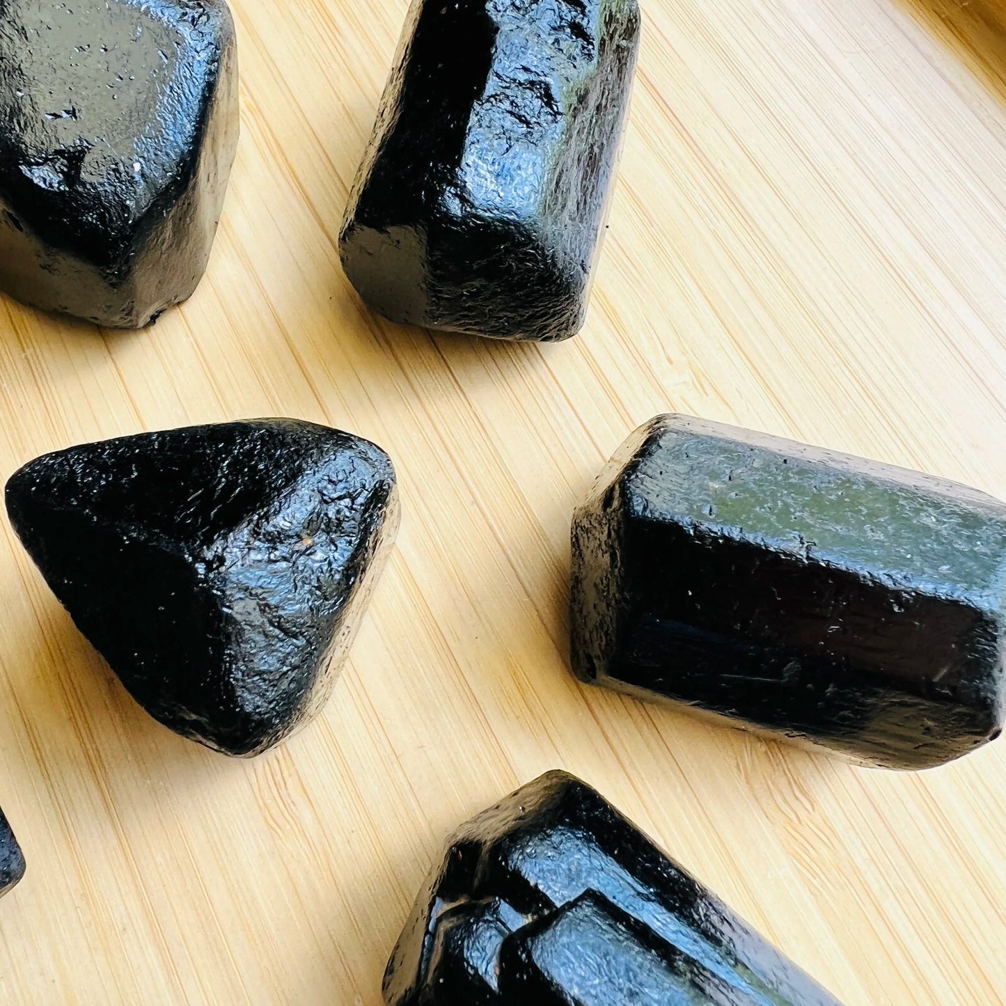 Full profile of Grade A Black Tourmaline raw ready to ship from Beyond Bohemian