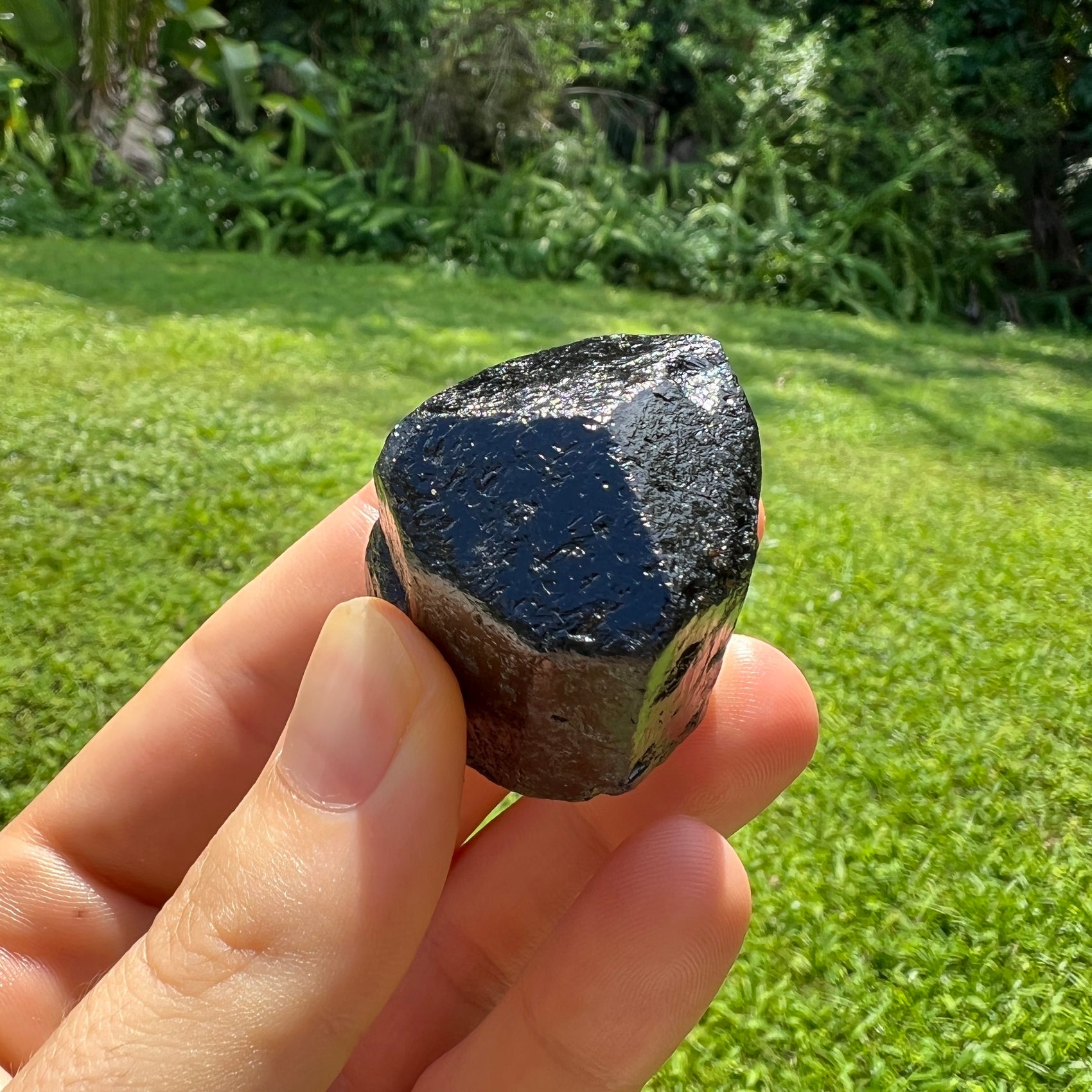 Alternate side of Black Tourmaline raw stone, kept close for Protection, sourced from Mashonaland West, Zimbabwe.