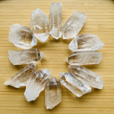 Close-up detail of Grade AA Clear Quartz point showing natural clear tones and texture