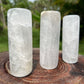 Color detail of Selenite polished cylinder, United States-sourced.