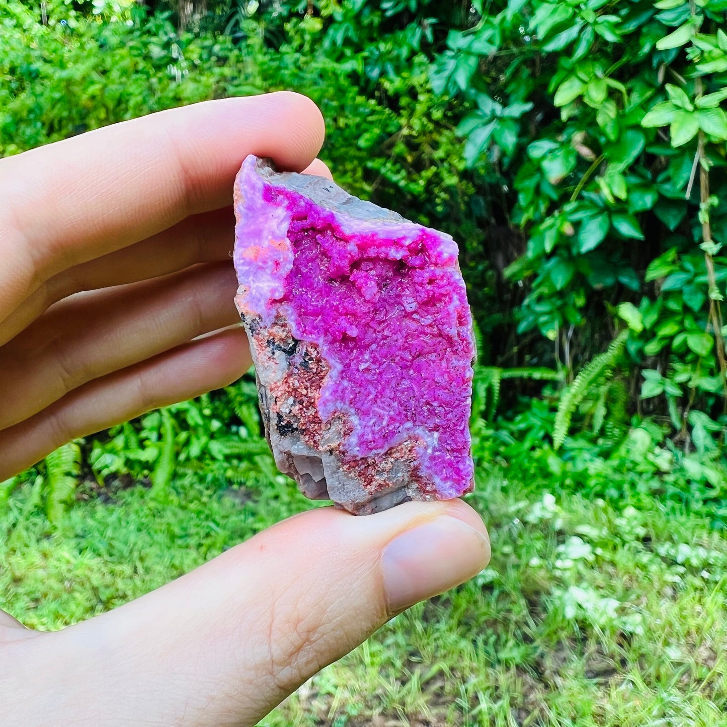 Full profile of Grade AA Cobalt Calcite raw ready to ship from Beyond Bohemian