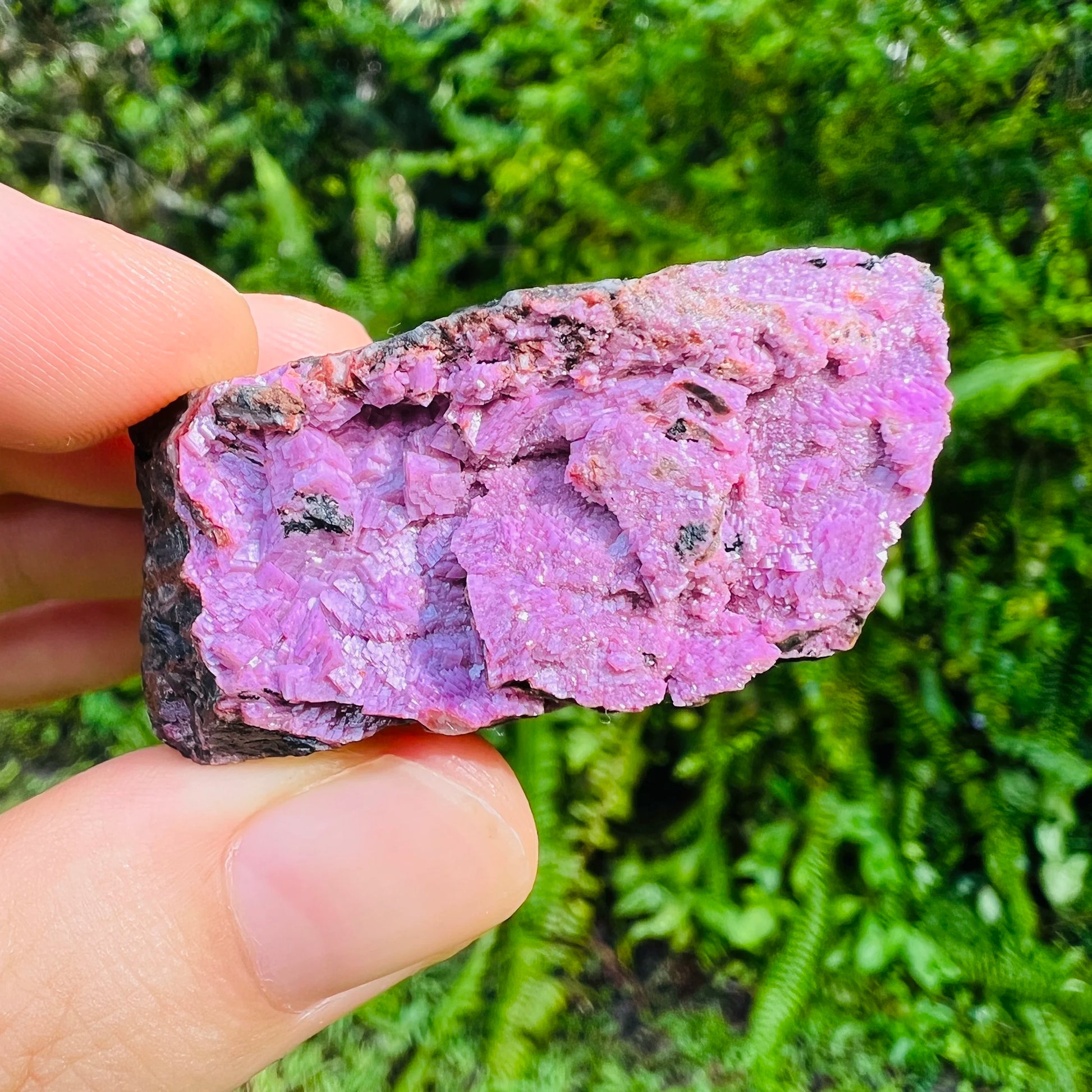 Full profile of Grade AA Cobalt Calcite raw ready to ship from Beyond Bohemian