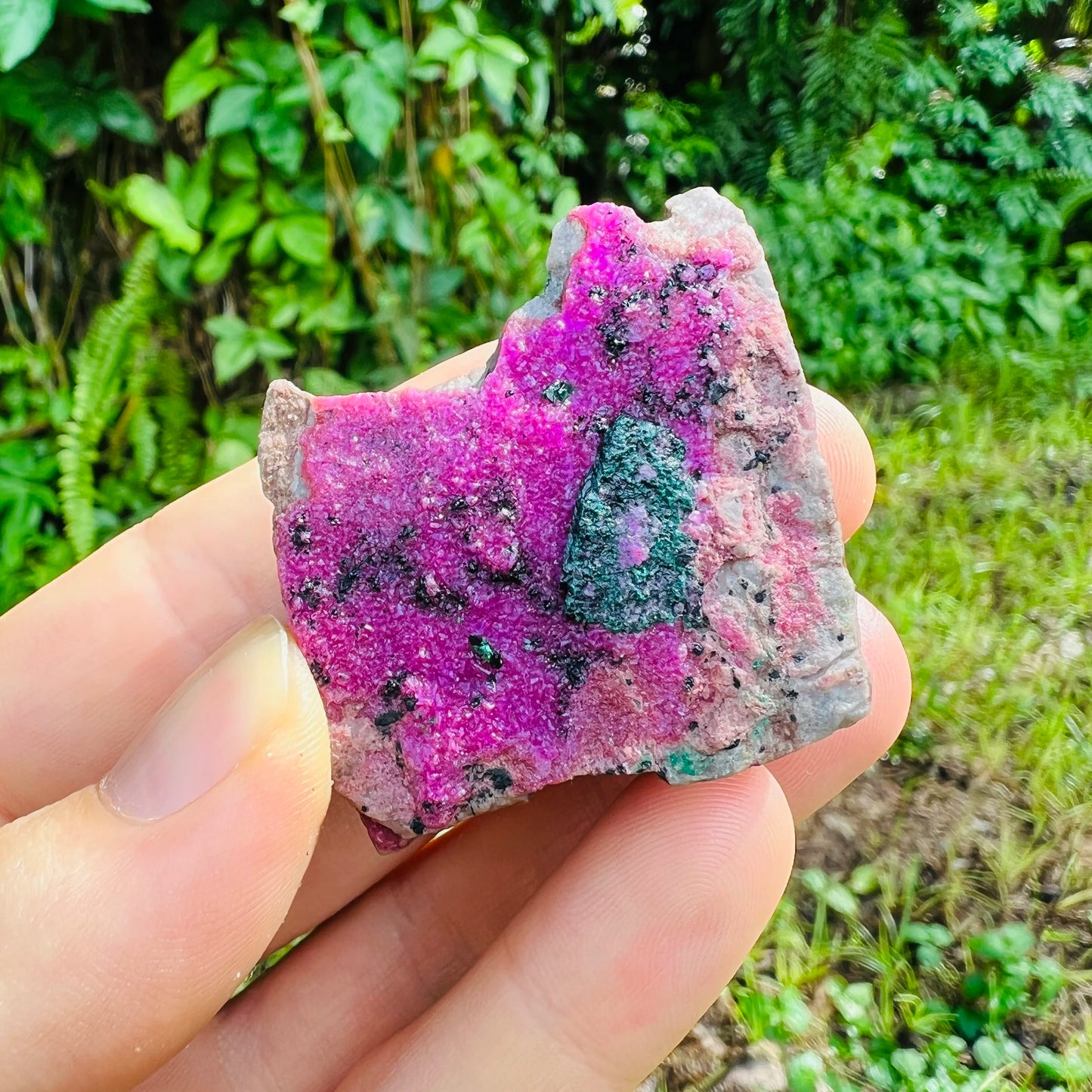 Full profile of Grade AA Cobalt Calcite raw ready to ship from Beyond Bohemian