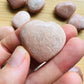 Full profile of Grade AA Peach Moonstone heart ready to ship from Beyond Bohemian