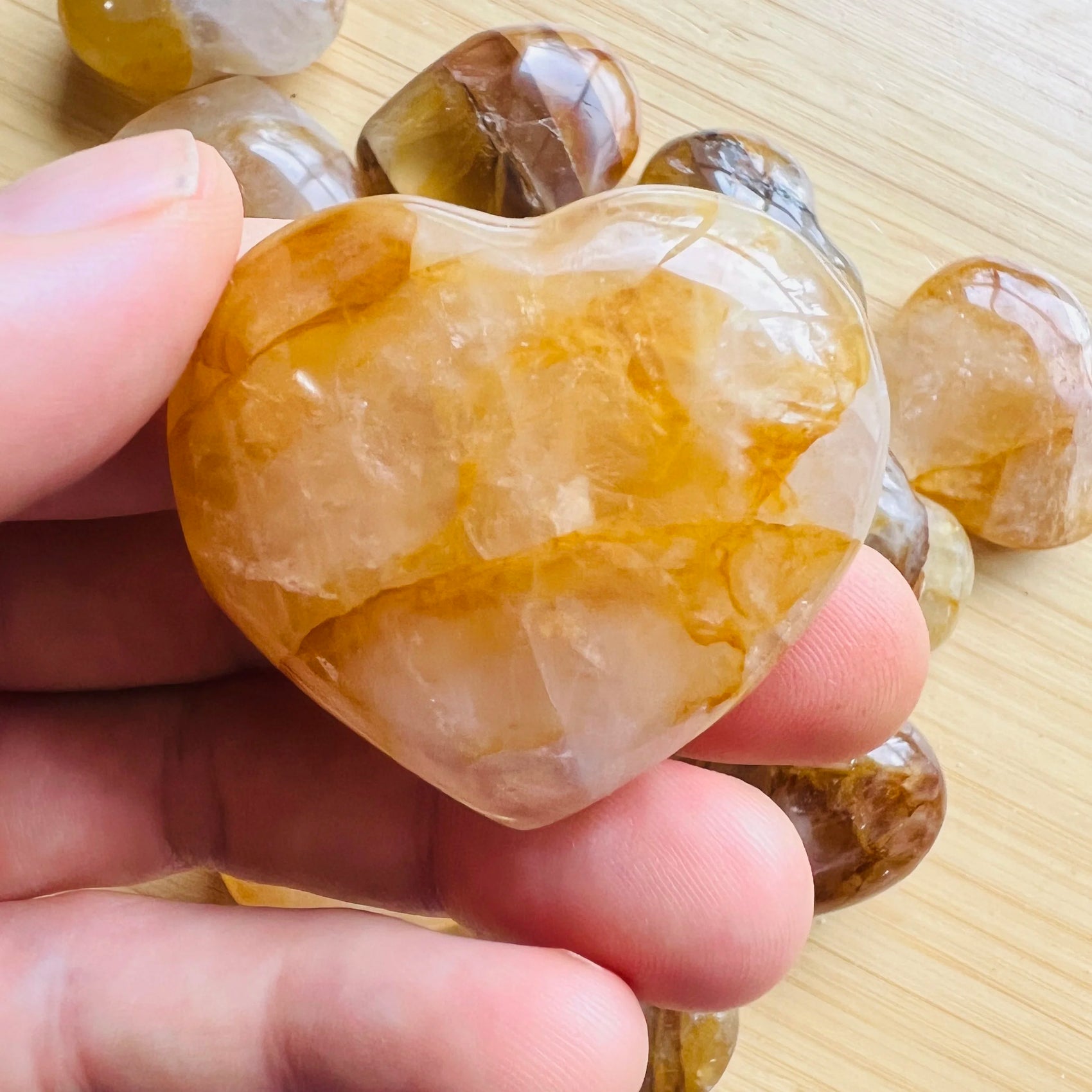 Detail shot of Grade AA Golden Healer heart under natural light