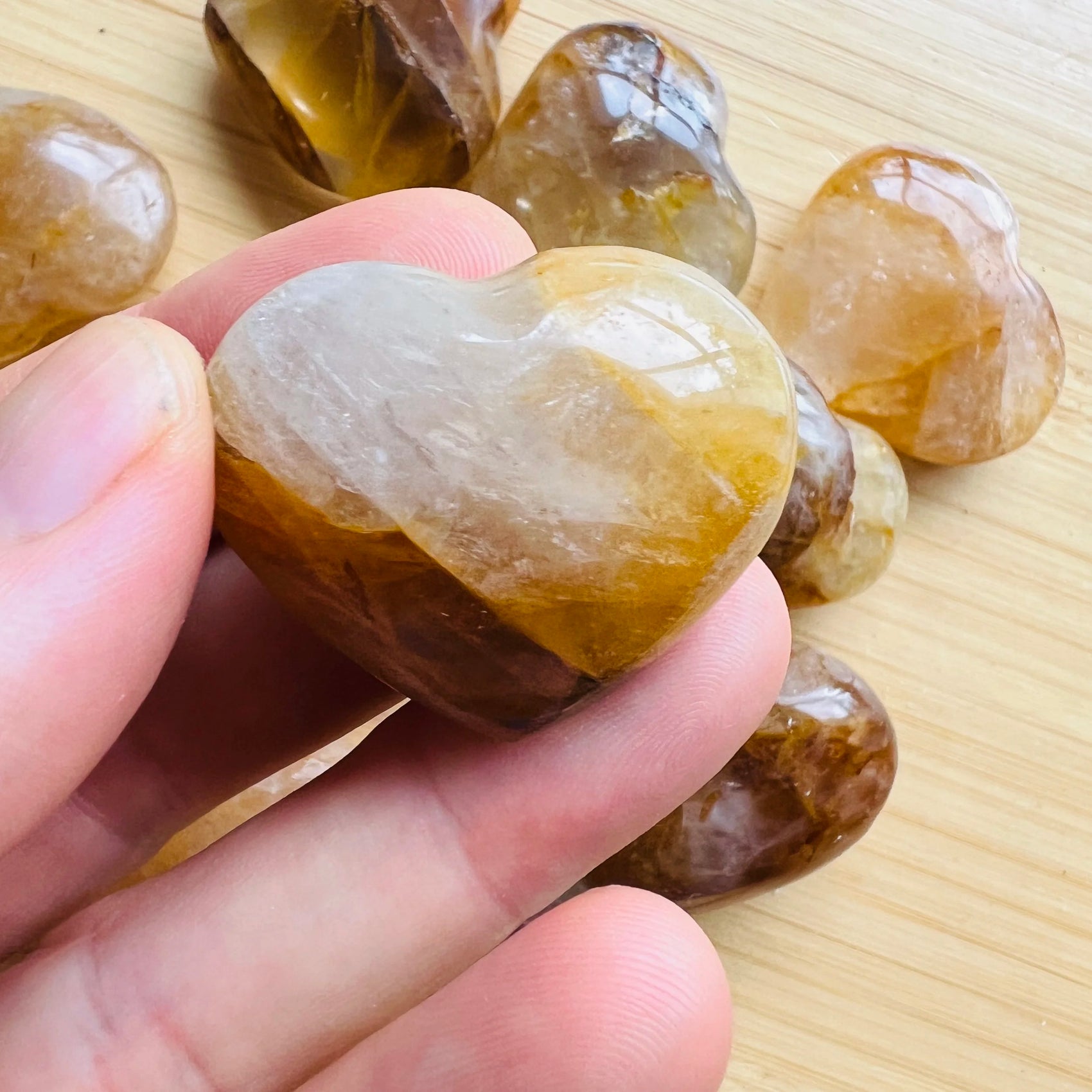 Full profile of Grade AA Golden Healer heart ready to ship from Beyond Bohemian