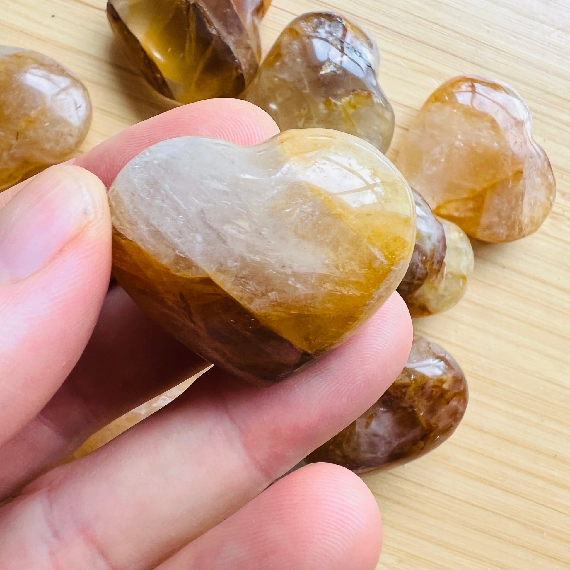 Full profile of Grade AA Golden Healer heart ready to ship from Beyond Bohemian