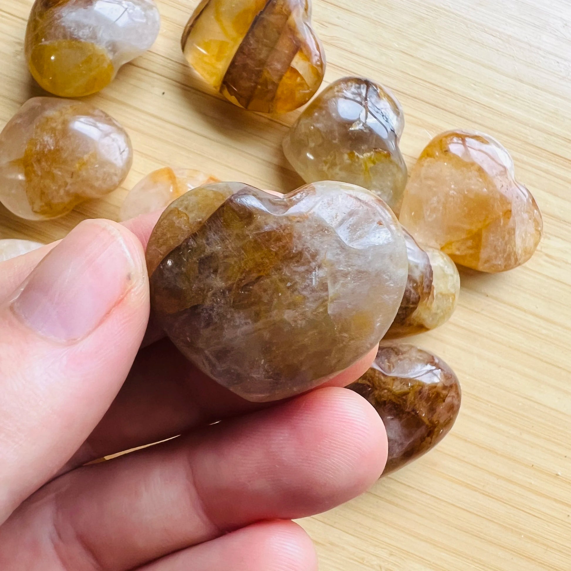 Full profile of Grade AA Golden Healer heart ready to ship from Beyond Bohemian
