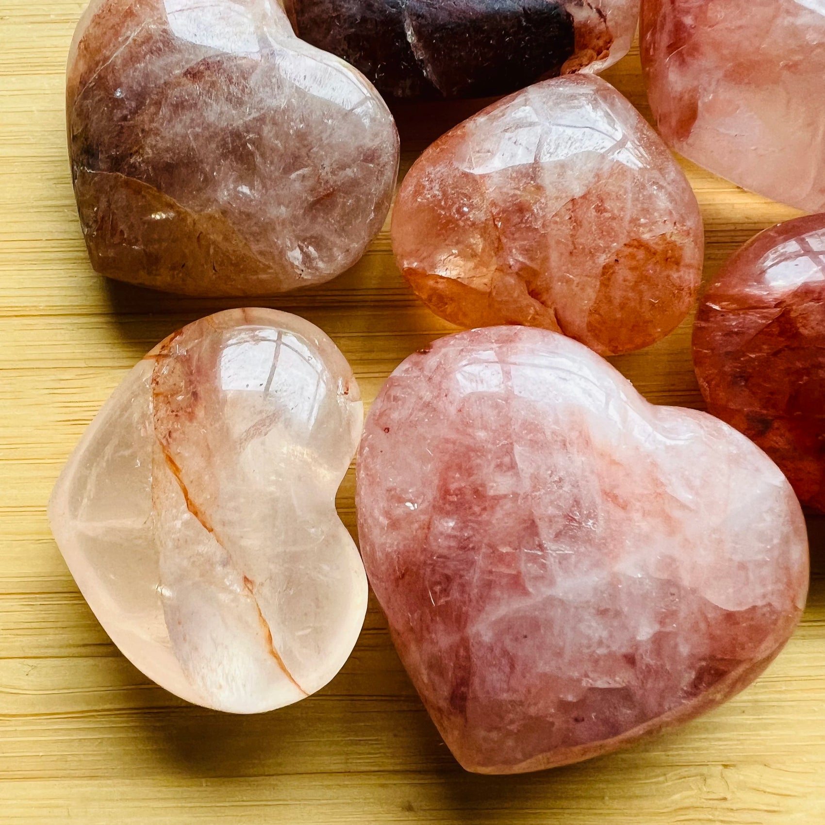 Alternate angle of red Fire Quartz polished heart, worked with for Grounding.
