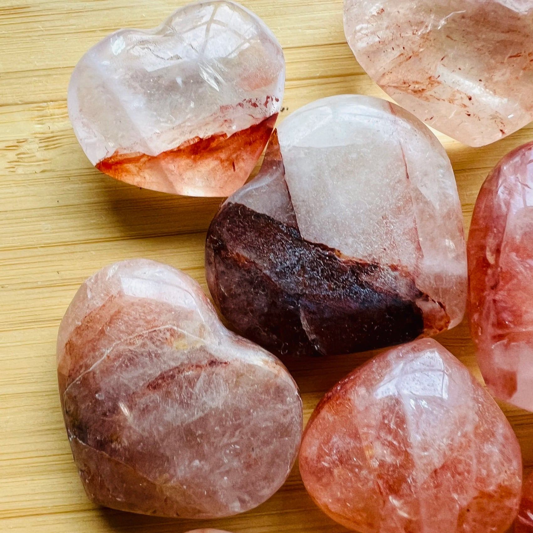 Full profile of Grade AA Fire Quartz heart ready to ship from Beyond Bohemian