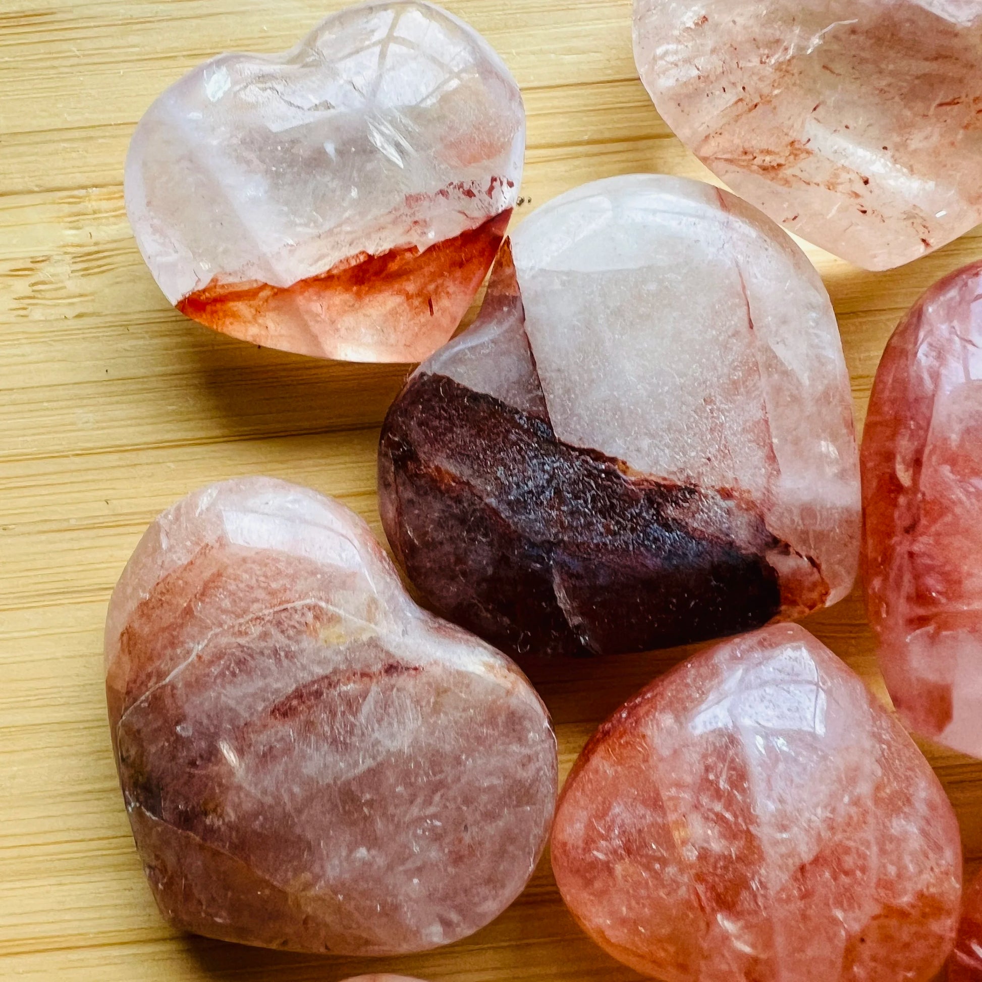 Full profile of Grade AA Fire Quartz heart ready to ship from Beyond Bohemian