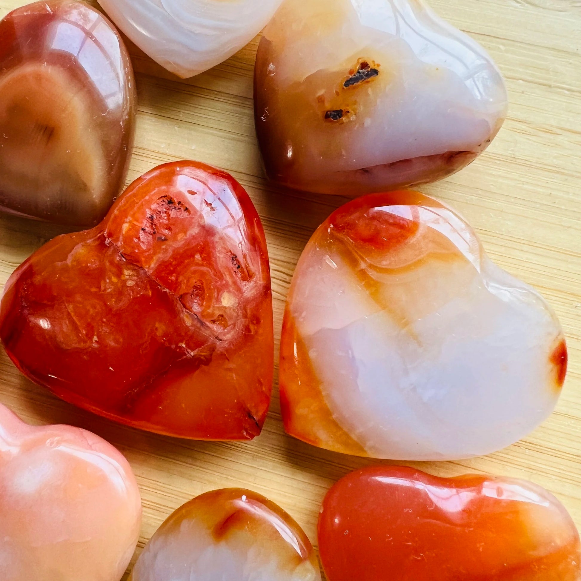 Base detail of Grade AA Carnelian heart
