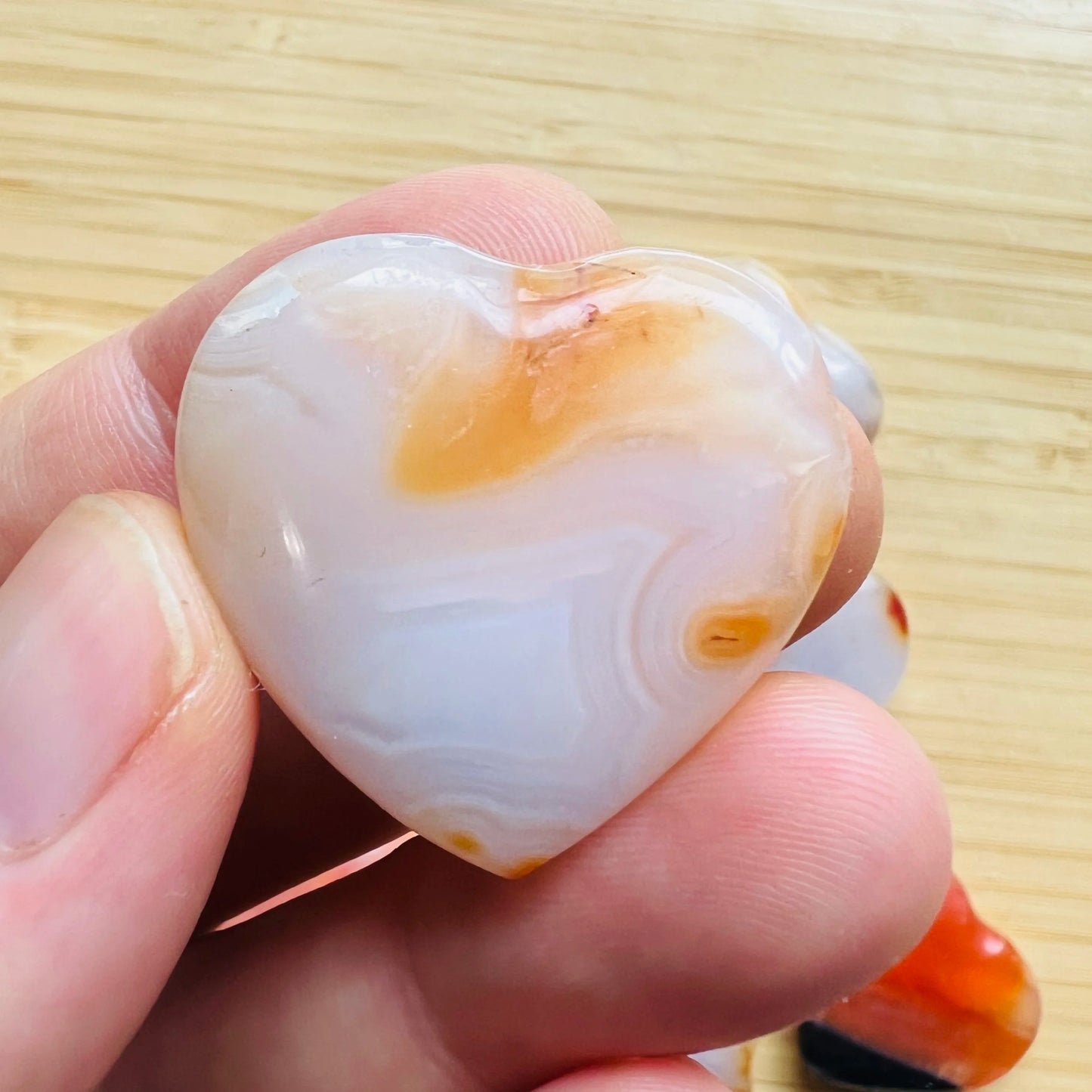Full profile of Grade AA Carnelian heart ready to ship from Beyond Bohemian