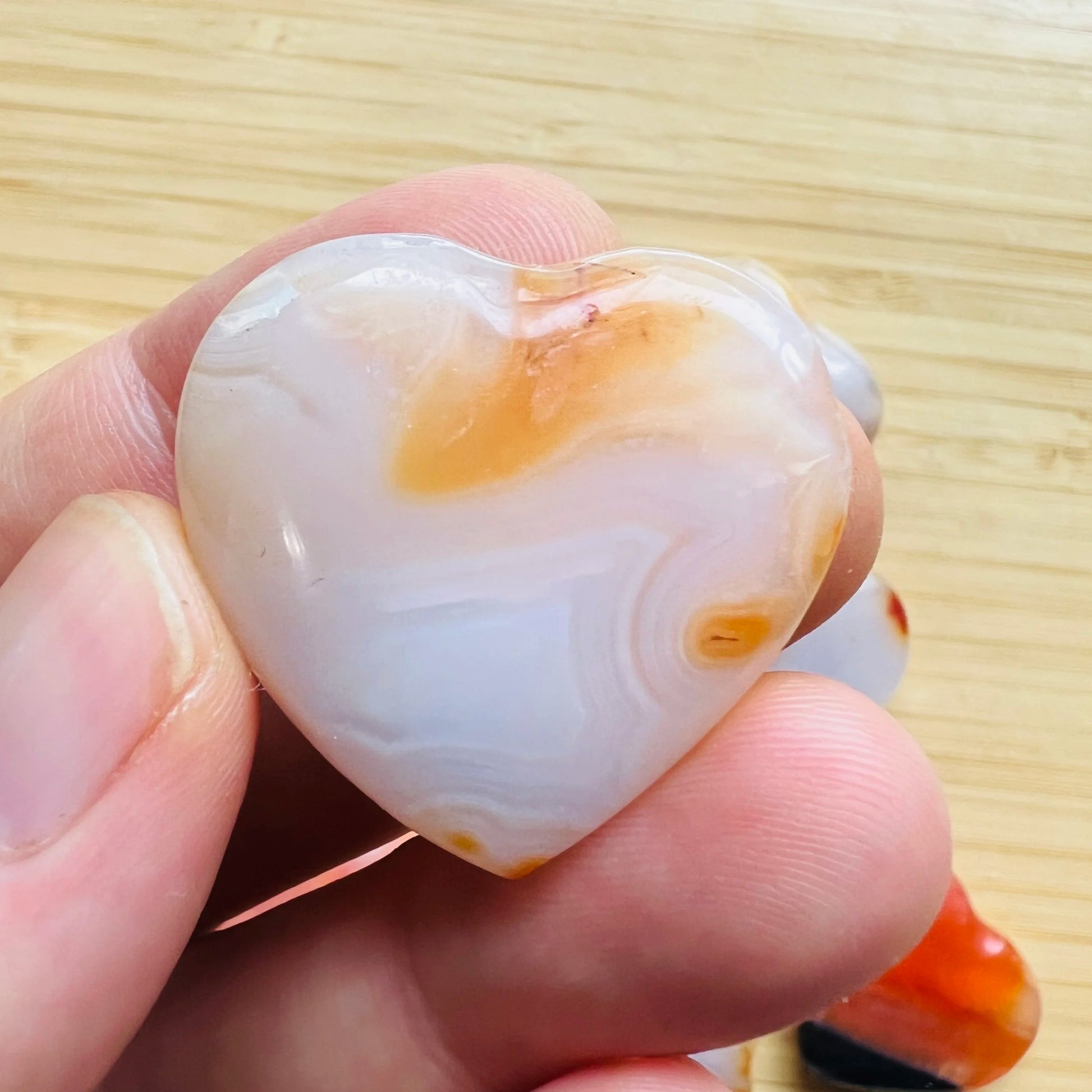 Full profile of Grade AA Carnelian heart ready to ship from Beyond Bohemian