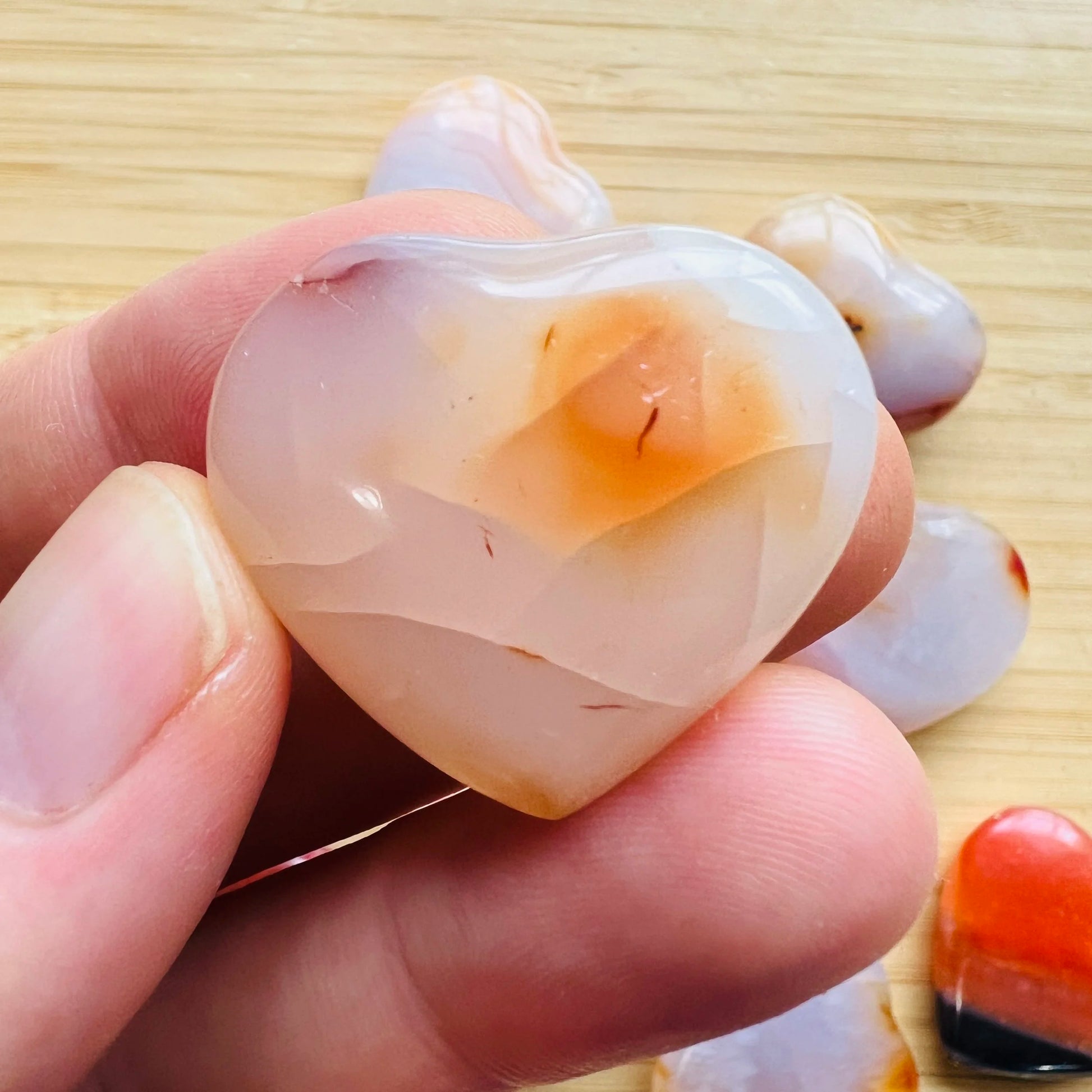Full profile of Grade AA Carnelian heart ready to ship from Beyond Bohemian