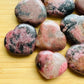 Full profile of Grade AA Rhodonite heart ready to ship from Beyond Bohemian