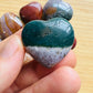 Handheld Ocean Jasper heart carving from Madagascar for meditation, Emotional Healing and Stress Relief