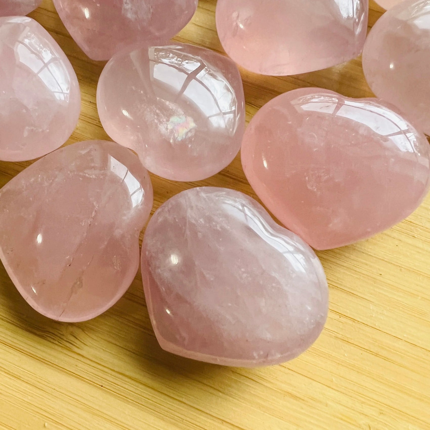 Full profile of Grade AA Rose Quartz heart ready to ship from Beyond Bohemian