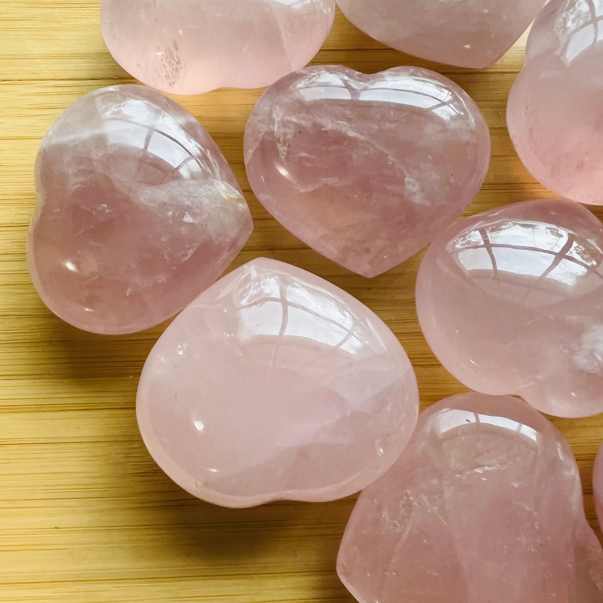 Full profile of Grade AA Rose Quartz heart ready to ship from Beyond Bohemian