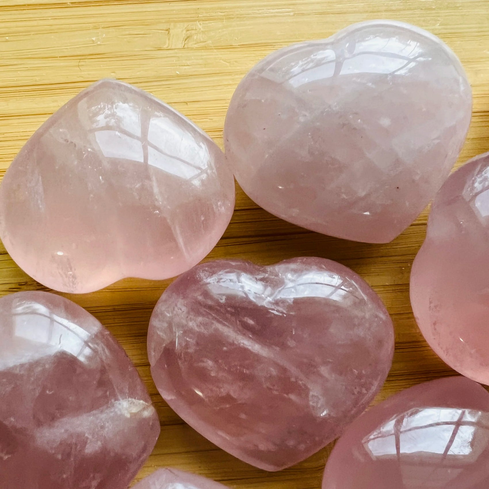 Full profile of Grade AA Rose Quartz heart ready to ship from Beyond Bohemian