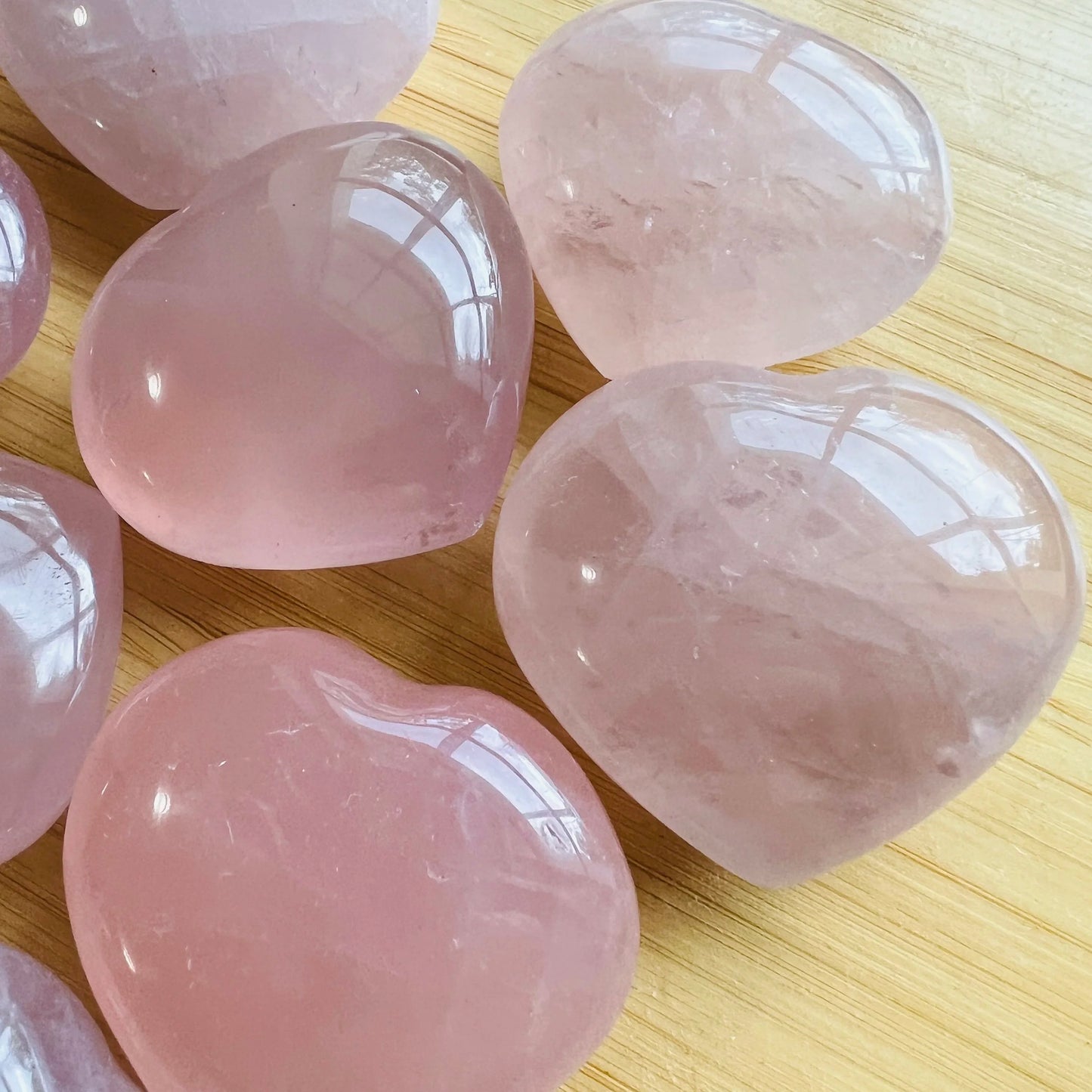 Full profile of Grade AA Rose Quartz heart ready to ship from Beyond Bohemian