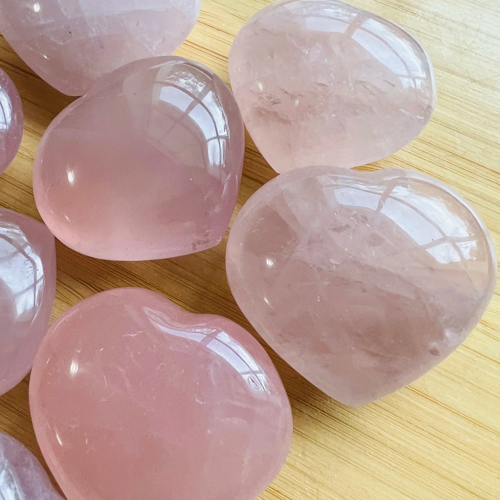 Full profile of Grade AA Rose Quartz heart ready to ship from Beyond Bohemian