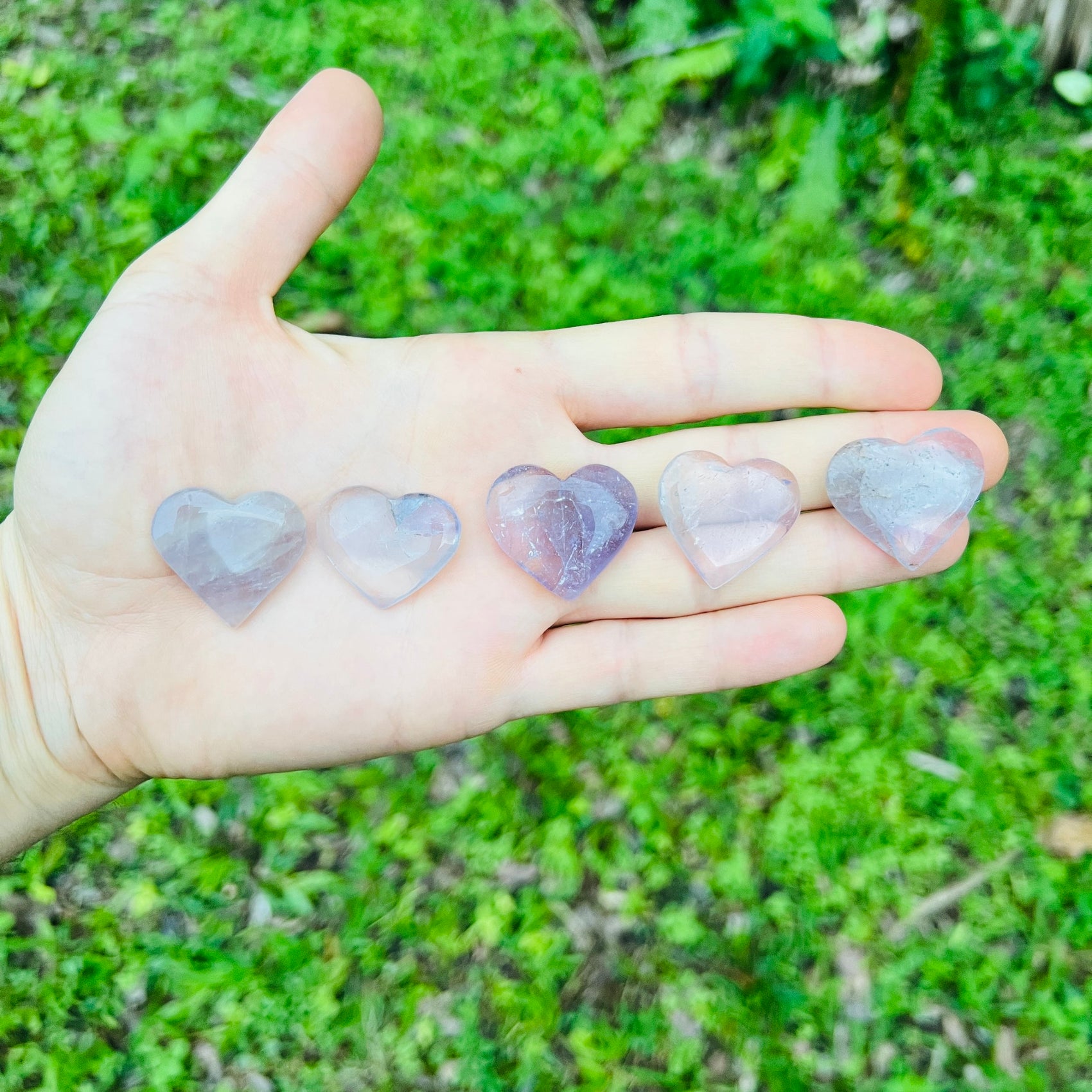 Grain detail of Amethyst polished heart, hand-selected from Rio Grande do Sul, Brazil, turned to for Stress Relief and Sleep.
