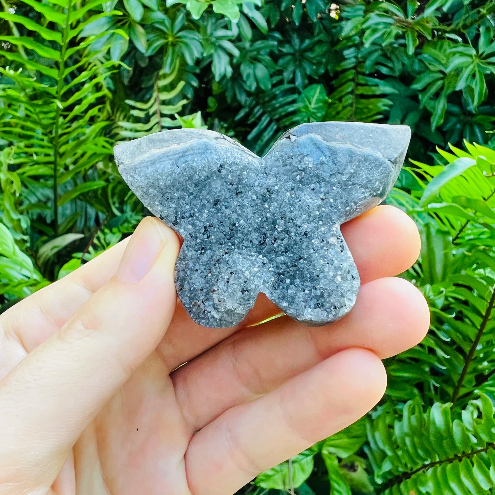 Full piece view of Amethyst stone, from Artigas, Uruguay, shown for size reference.