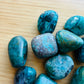 Reverse angle of Chrysocolla tumbled stone, hand-selected from Arequipa, Peru.