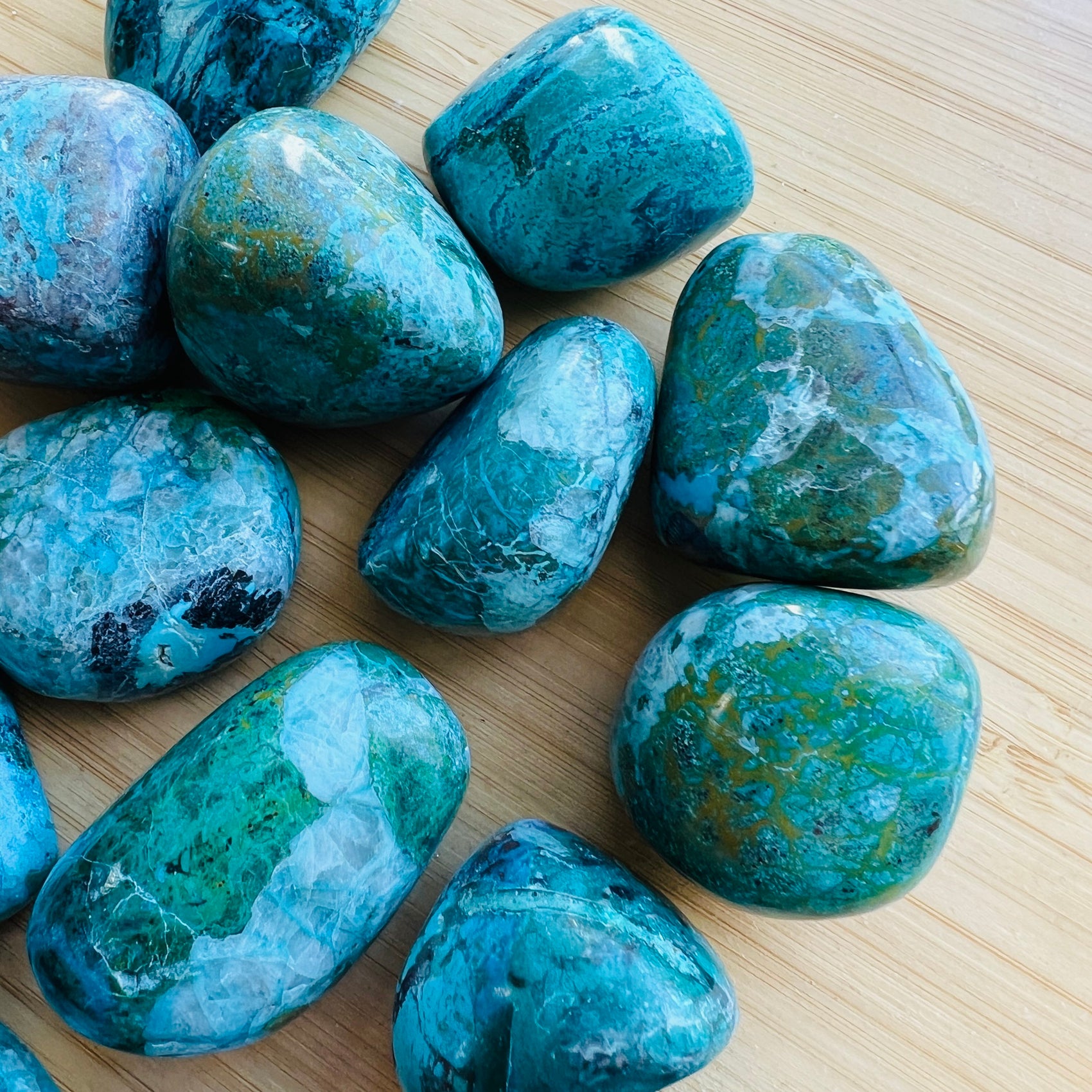 Bulk Chrysocolla crystals from Peru, Blue, Green stones for Emotional Healing