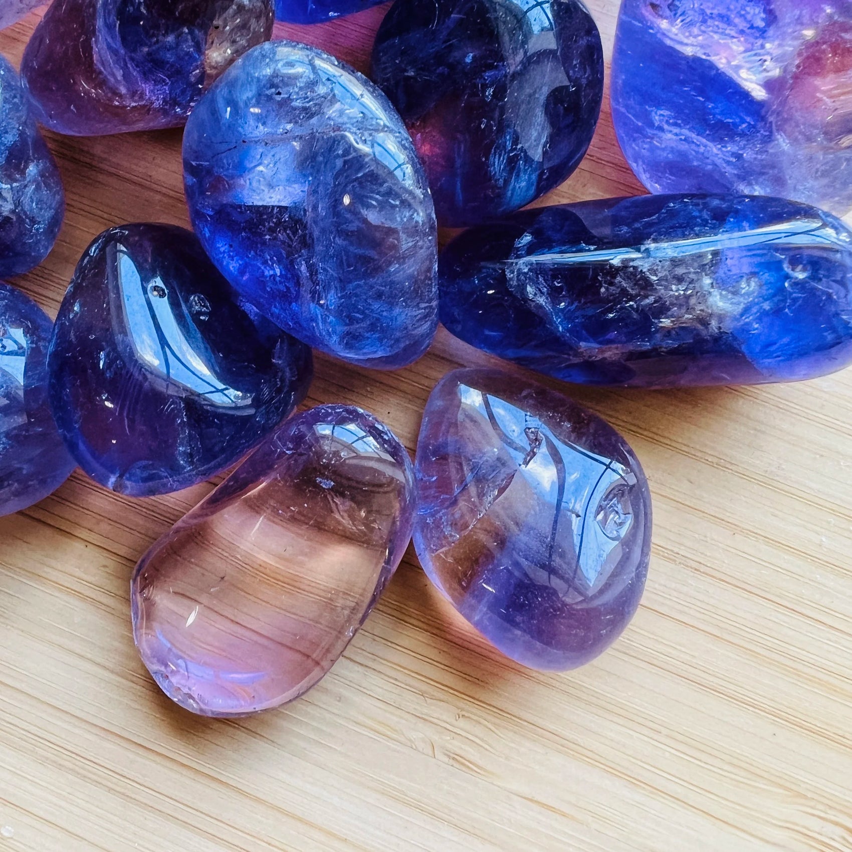 Ametrine tumbled stone in Purple, Yellow tones from Bolivia for Abundance and Confidence