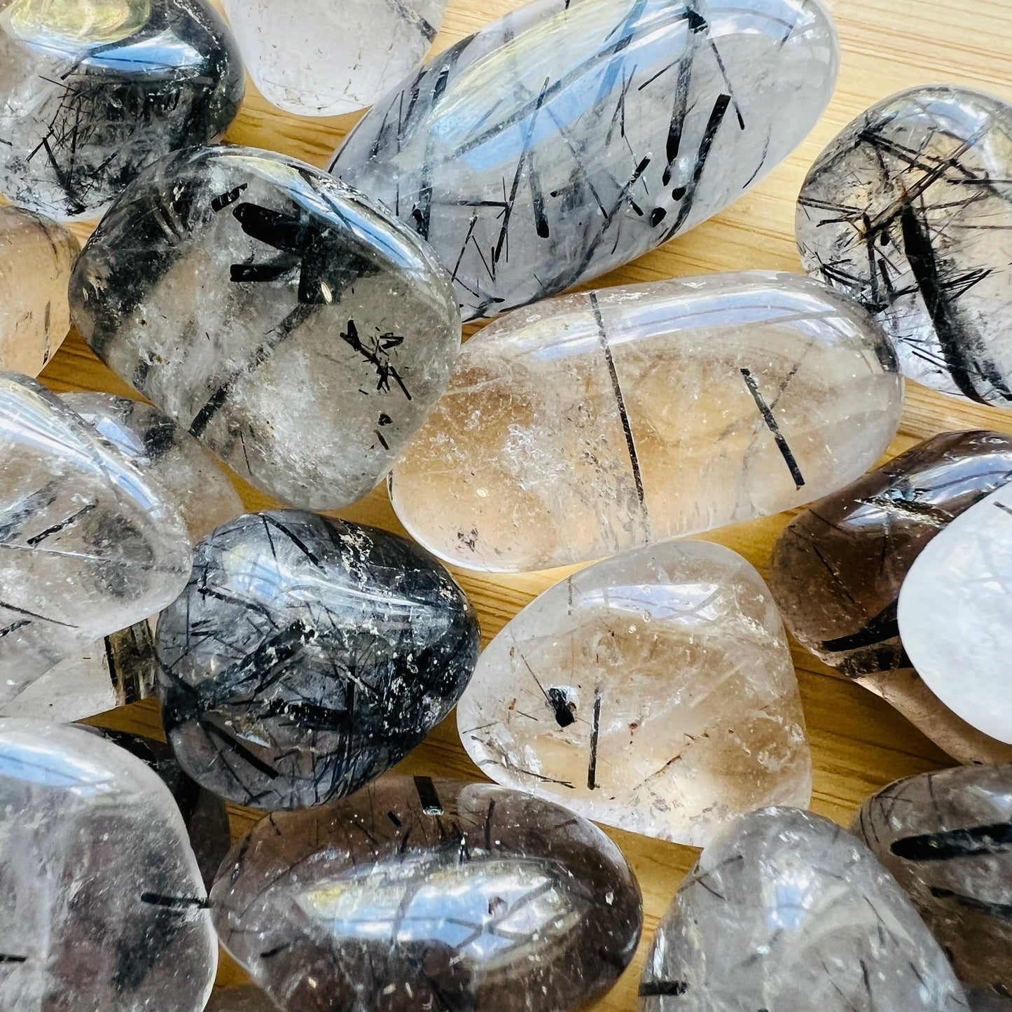 Close-up of Quartz tumbled stone, sourced from Minas Gerais, Brazil.