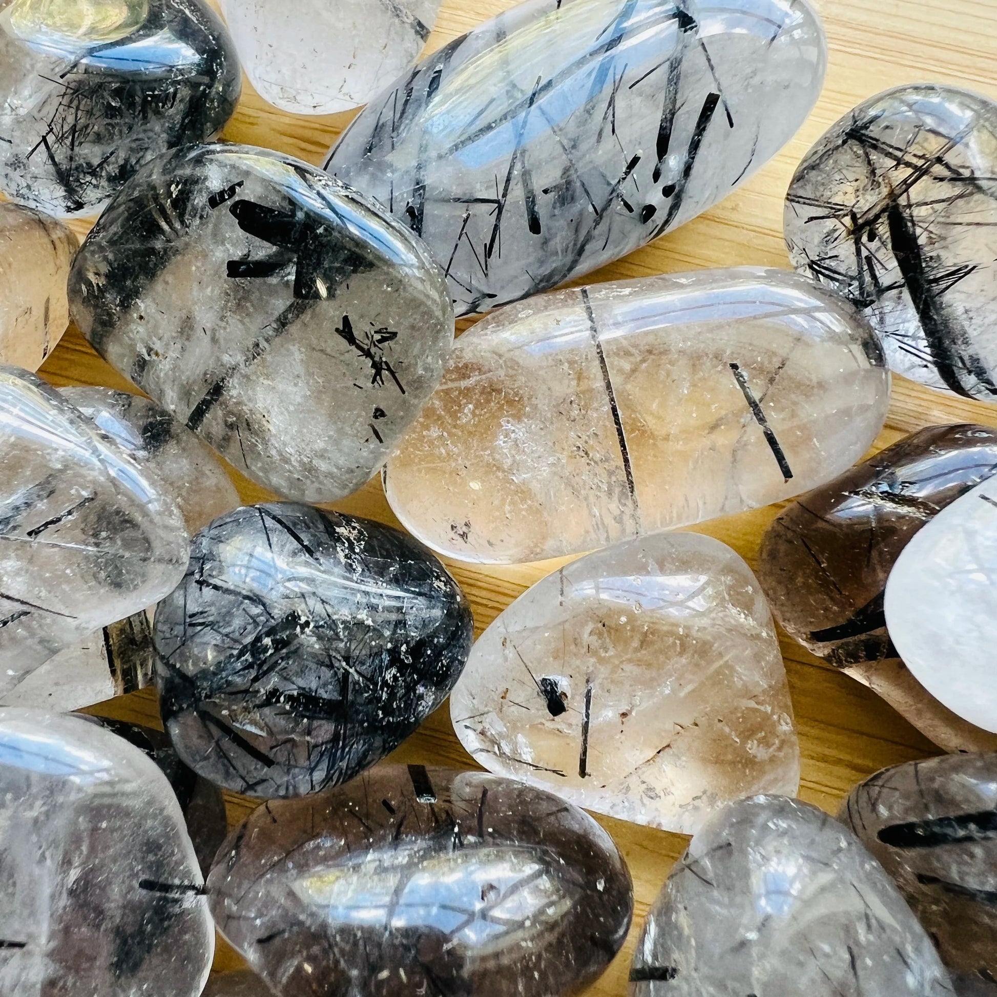 Close-up of Quartz tumbled stone, sourced from Minas Gerais, Brazil.