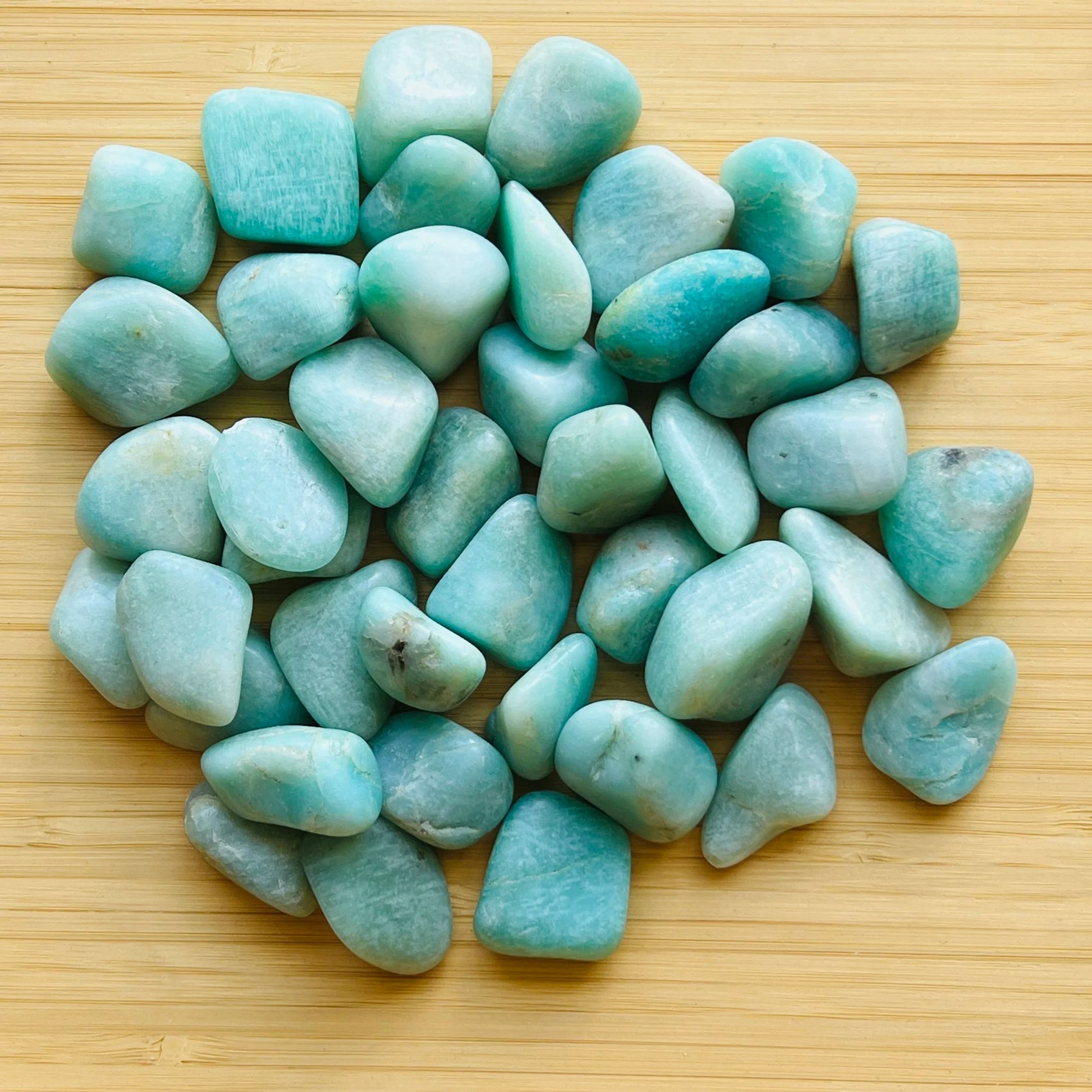 Amazonite tumbled stone in Blue, Green tones, ethically sourced from Brazil for Emotional Healing and Stress Relief