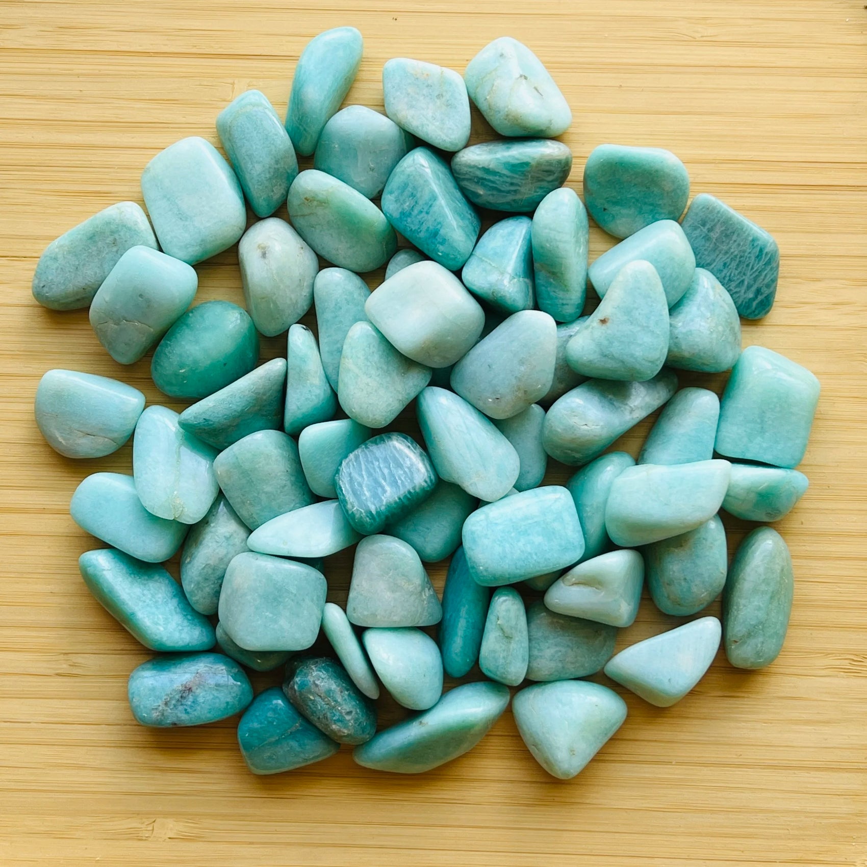Handheld Amazonite tumbled stone from Brazil for meditation, Emotional Healing and Stress Relief