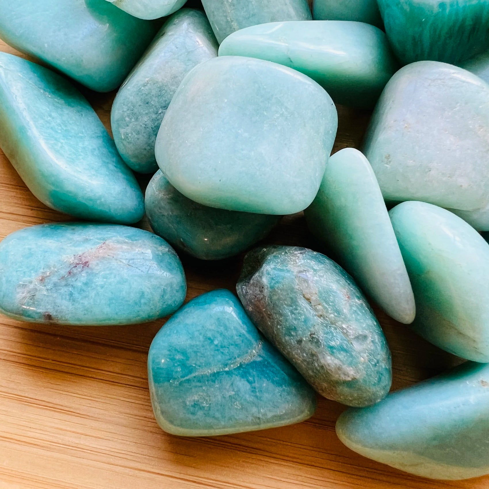 Amazonite tumbled stones from Brazil, Blue, Green stones for Emotional Healing