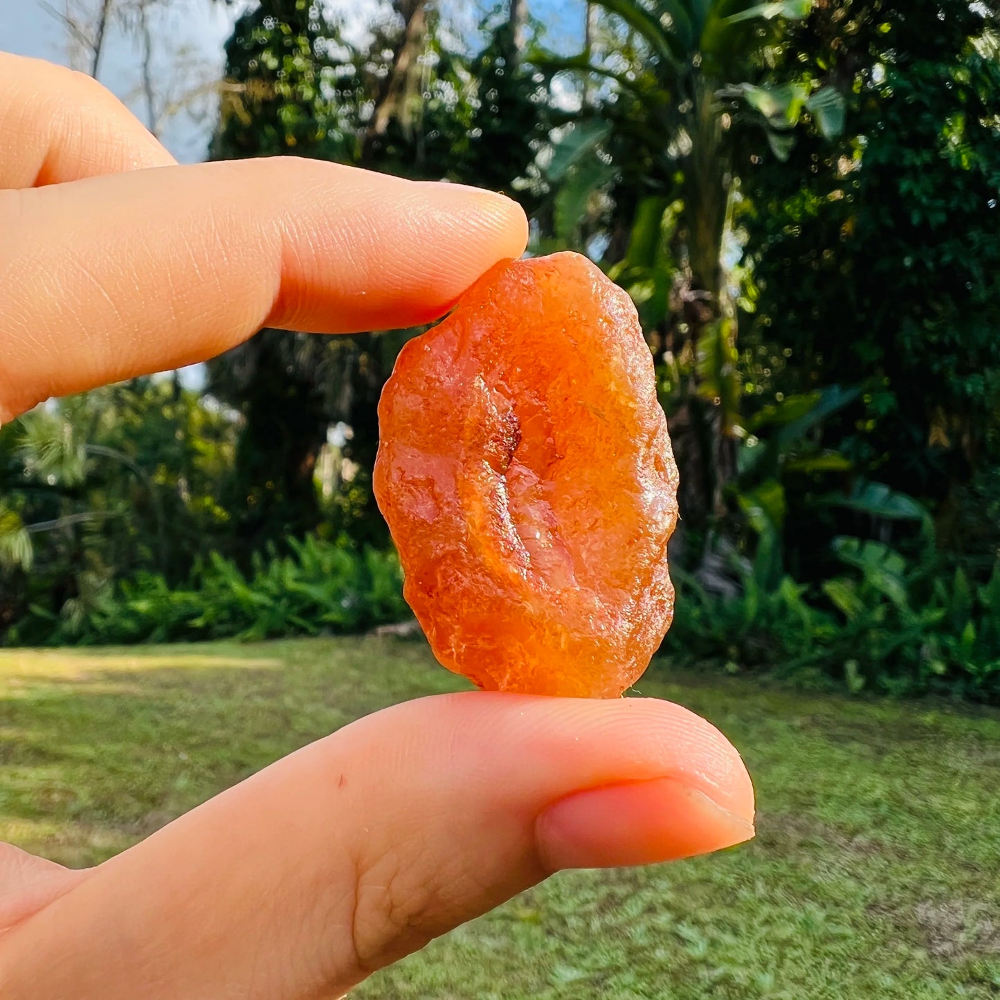 Full profile of Grade A Carnelian raw ready to ship from Beyond Bohemian