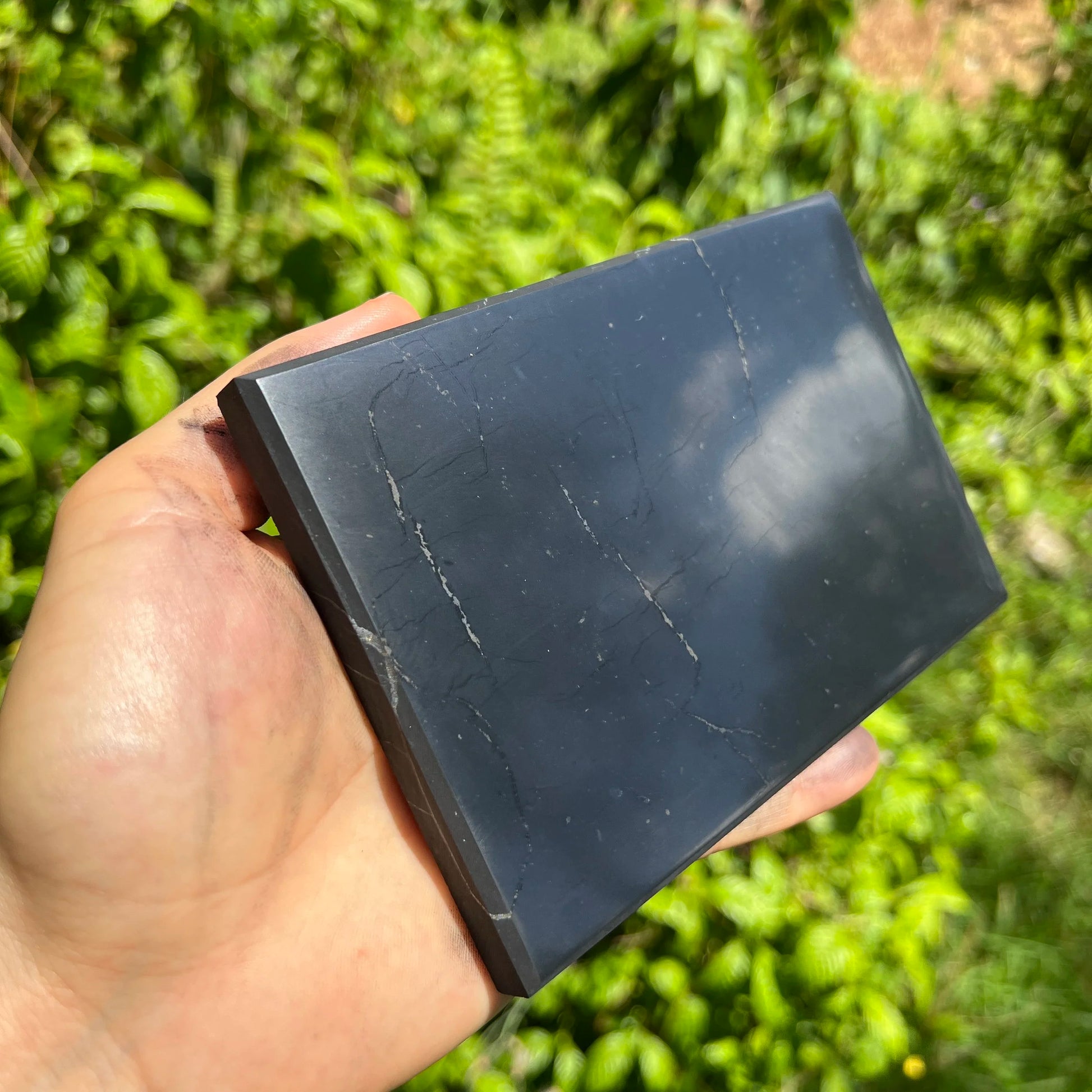 Back view of Grade Type III - Regular Grade Shungite slab showing natural surface