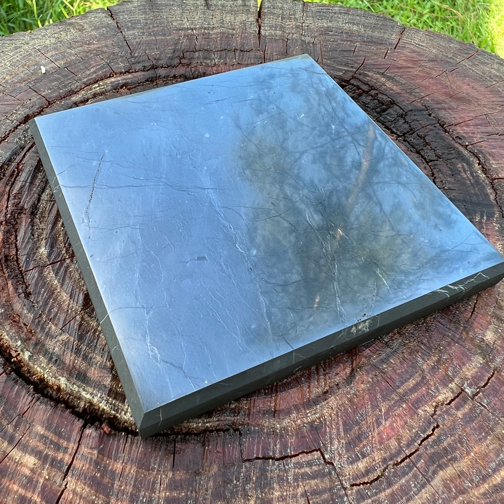 Detail of Shungite polished slab, Russia-sourced.