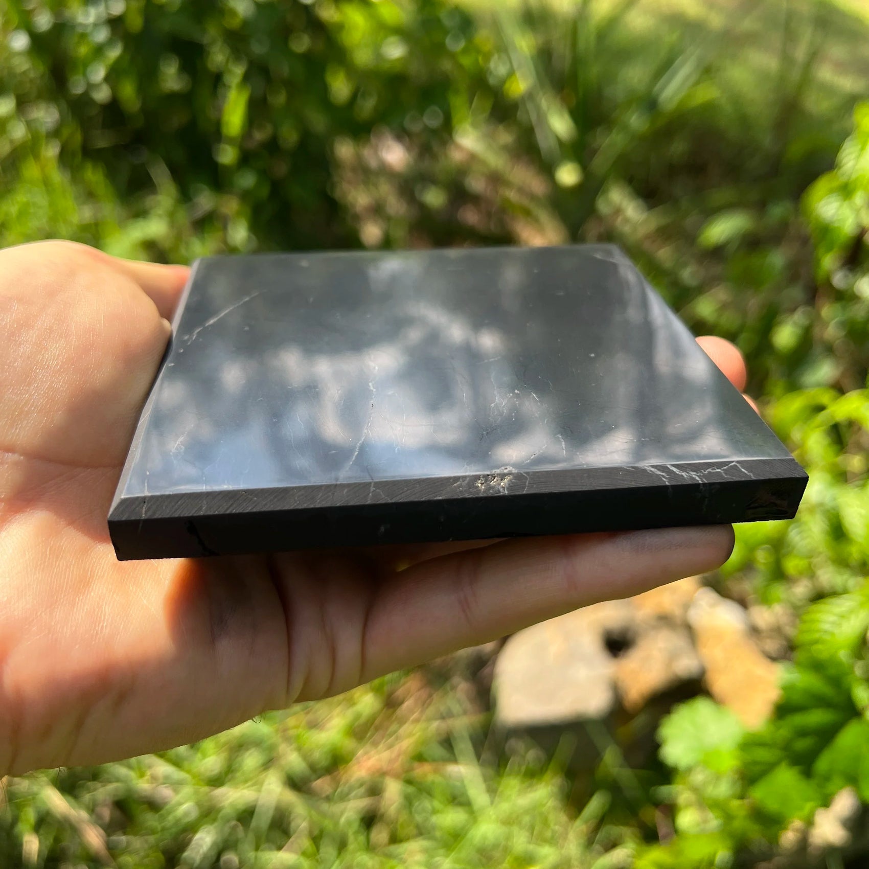 Back view of Grade Type III - Regular Grade Shungite slab showing natural surface