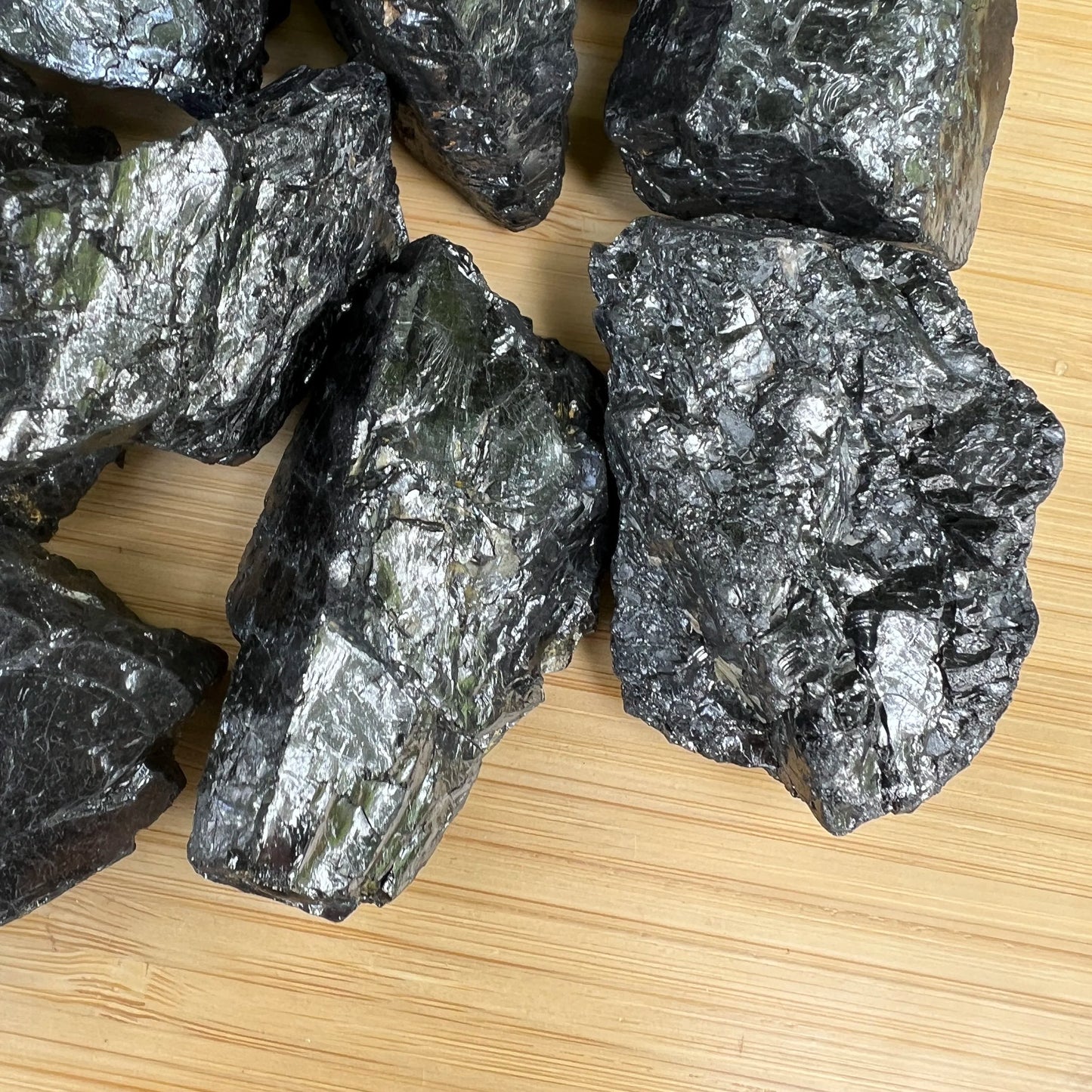 Shungite raw stone from Russia with Black color, polished finish for mindful calm