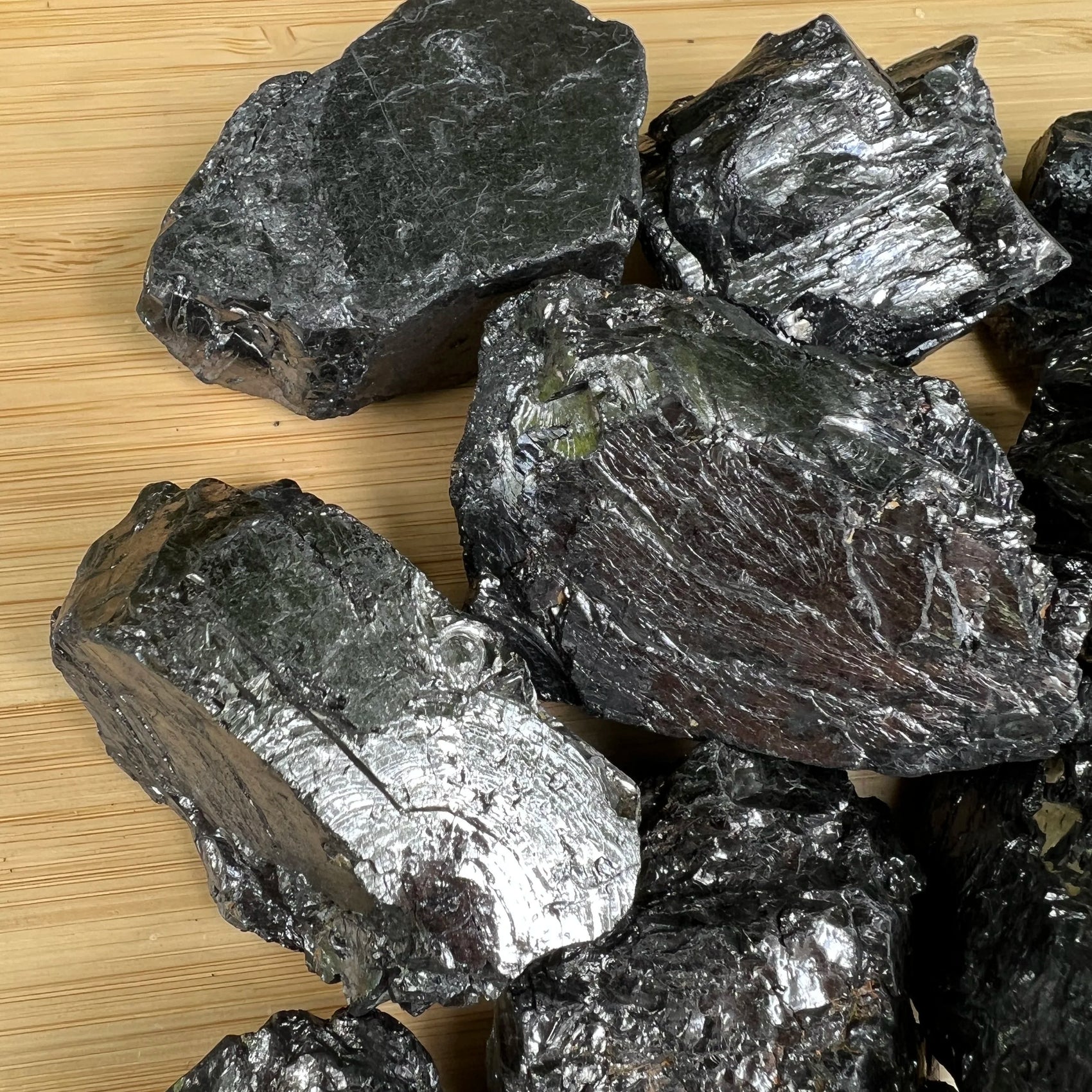 Plan view of Shungite raw stone, showing untreated character.