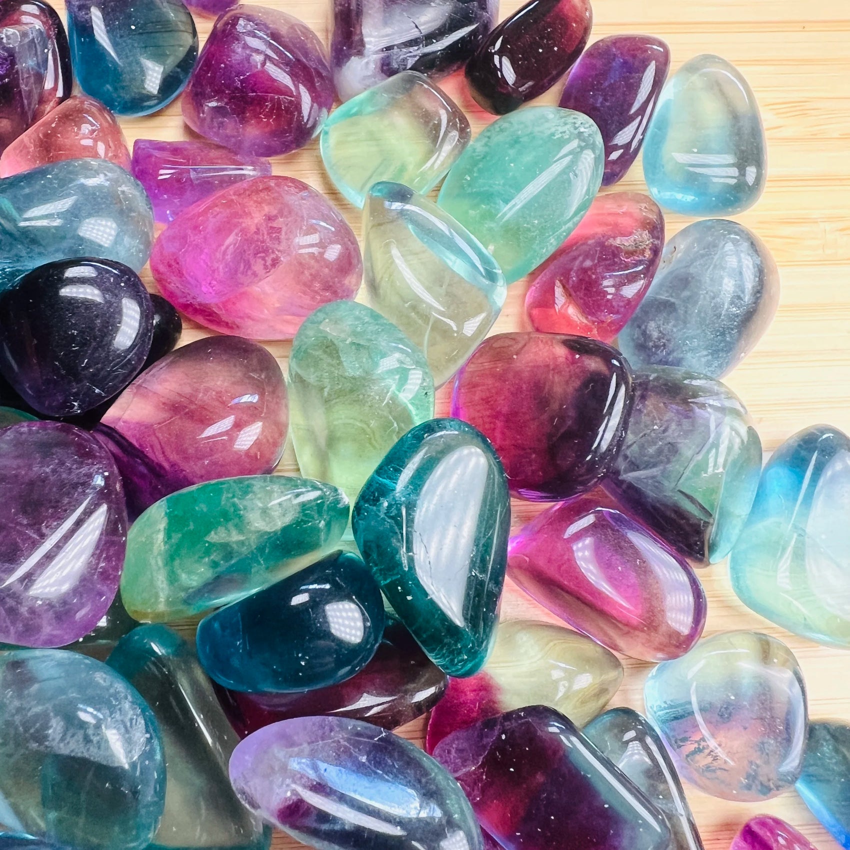 Grain detail of purple Fluorite tumbled stone, from China, worked with for Focus.