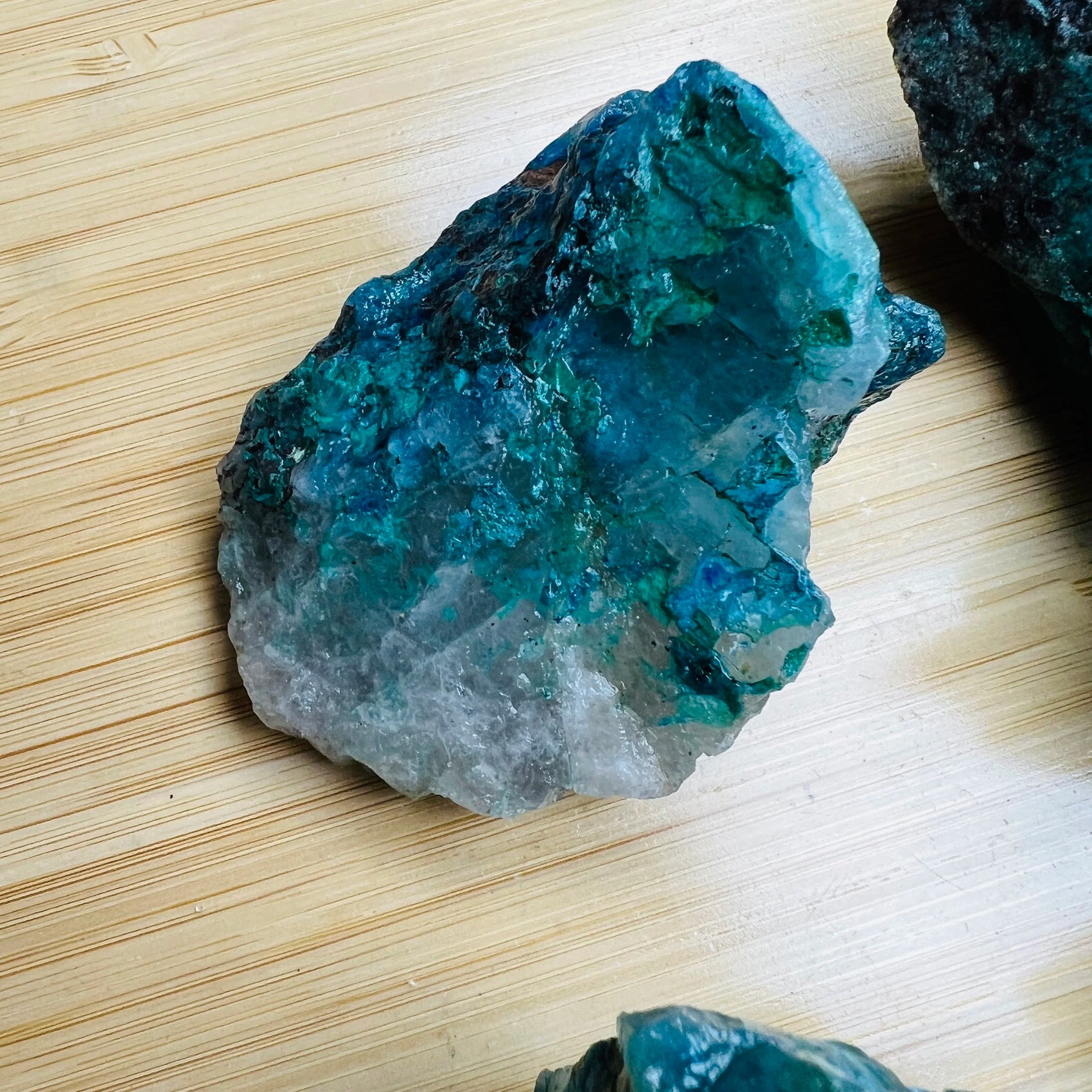 Base detail of Grade A Chrysocolla raw