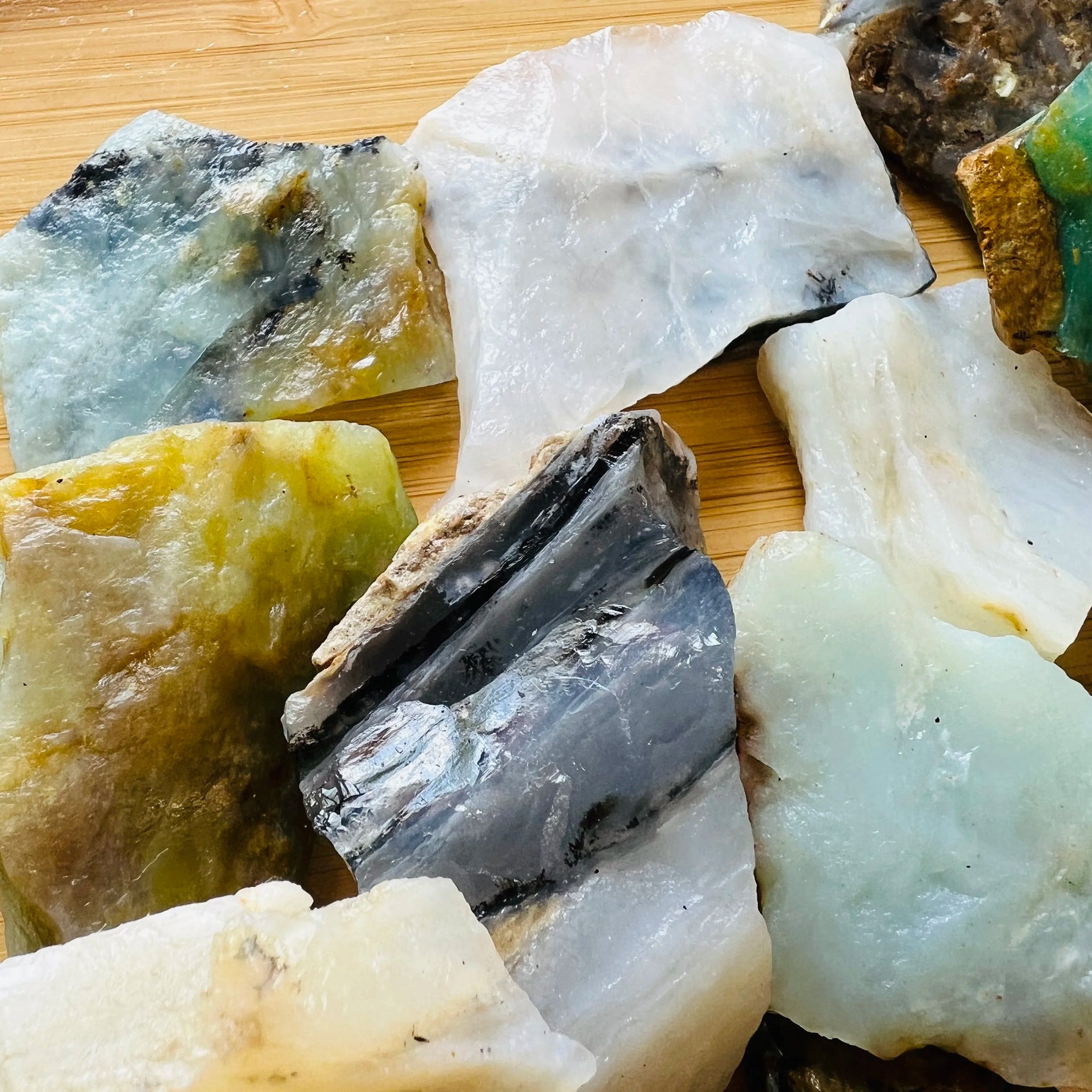 Blue Opal raw stone from Peru with Blue color, polished finish for mindful calm