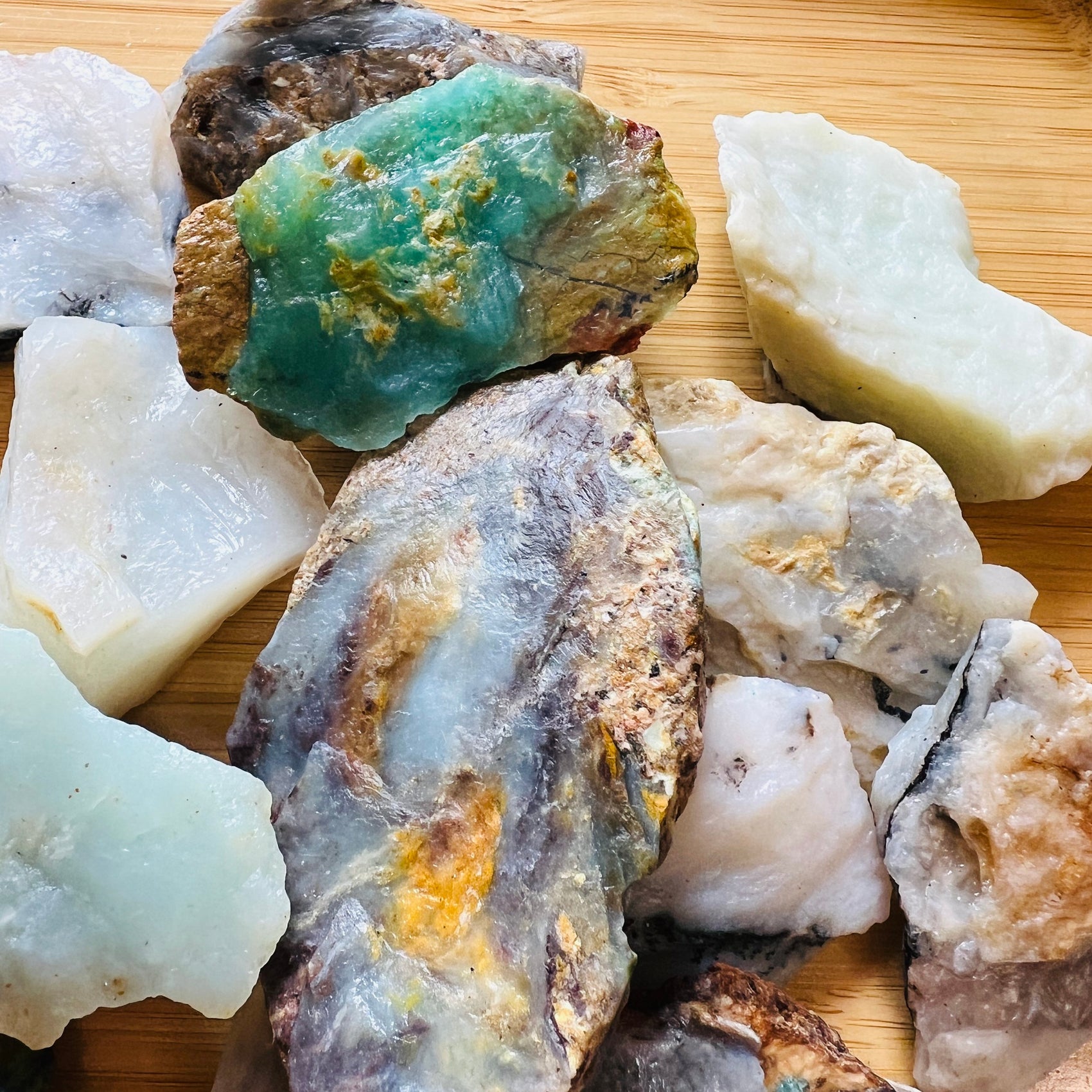 Blue Opal raw stones from Peru, Blue stones for Emotional Healing