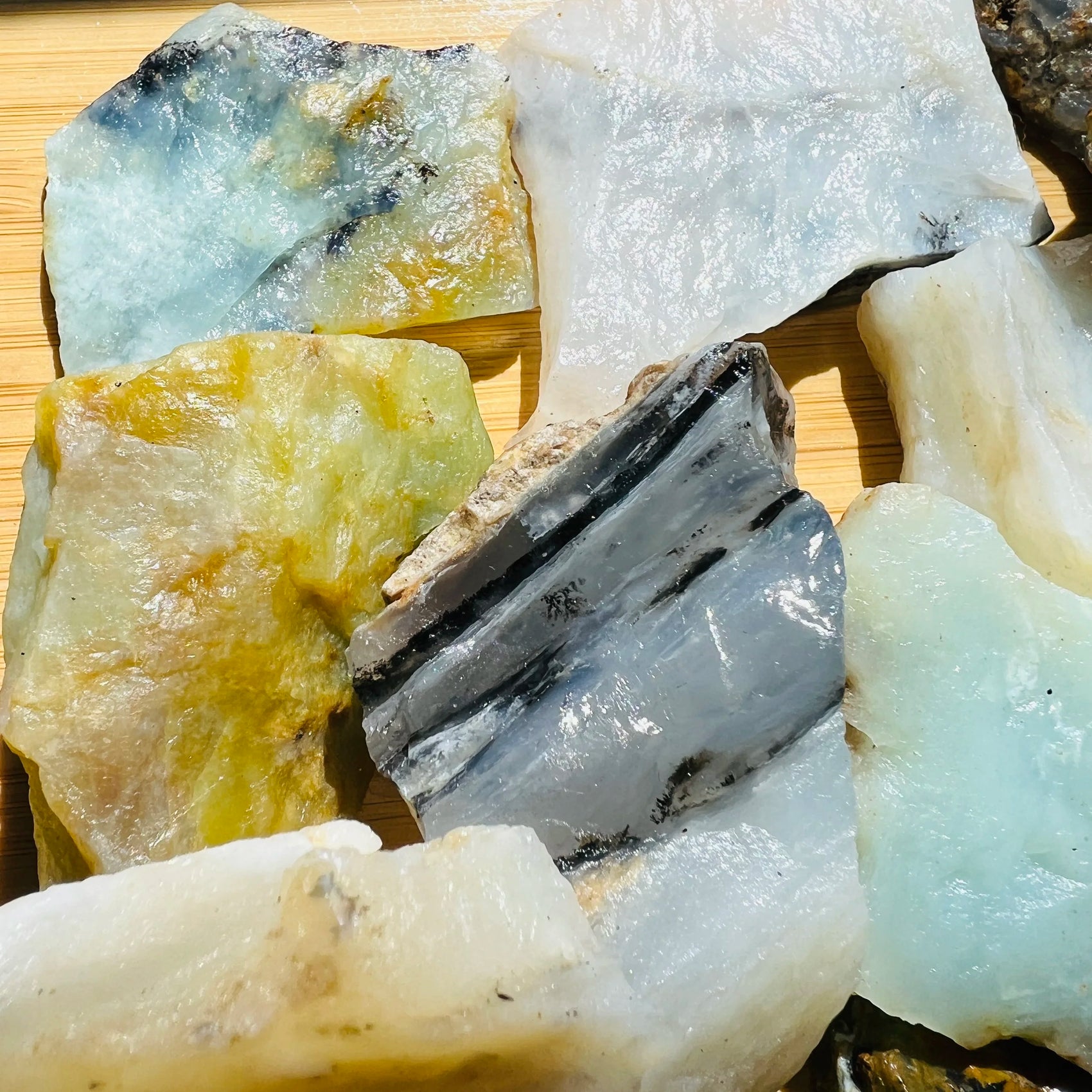 Blue Opal raw stone in Blue tones from Peru for Emotional Healing and Stress Relief
