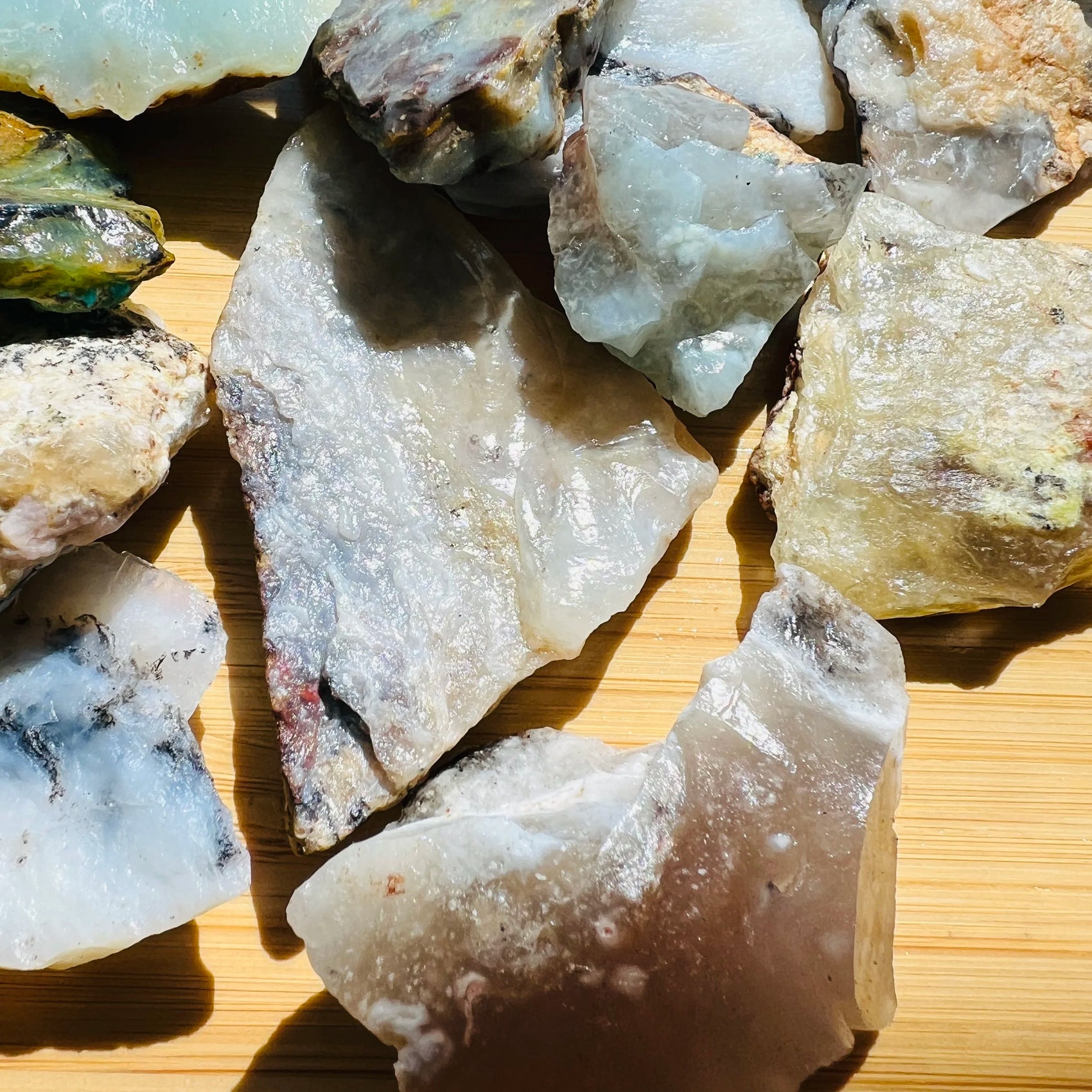 Blue Opal raw stone from Peru with Blue color, polished finish for mindful calm