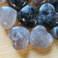 Plan view of Smoky Quartz polished heart, hand-selected from Vakinankaratra, Madagascar, kept near for Grounding and Protection.