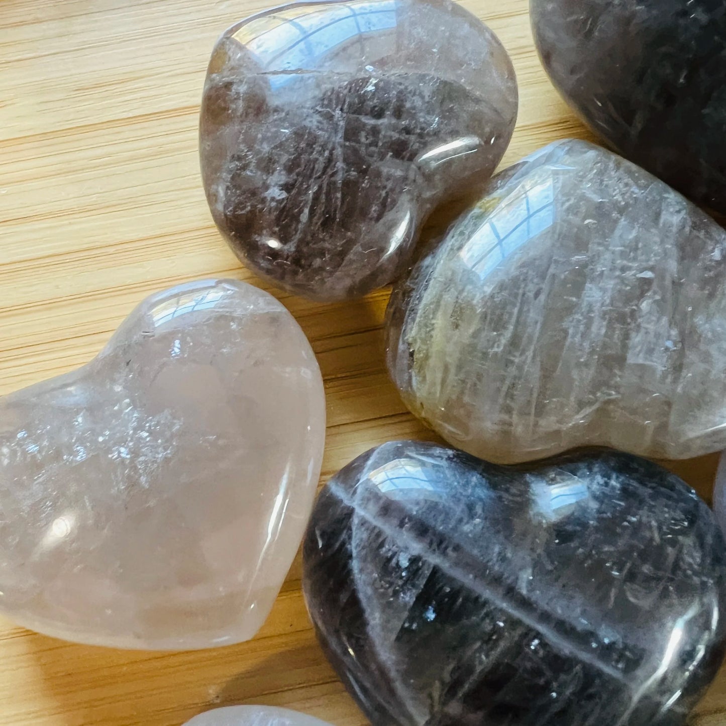 Detail shot of Grade AA Smoky Quartz heart under natural light